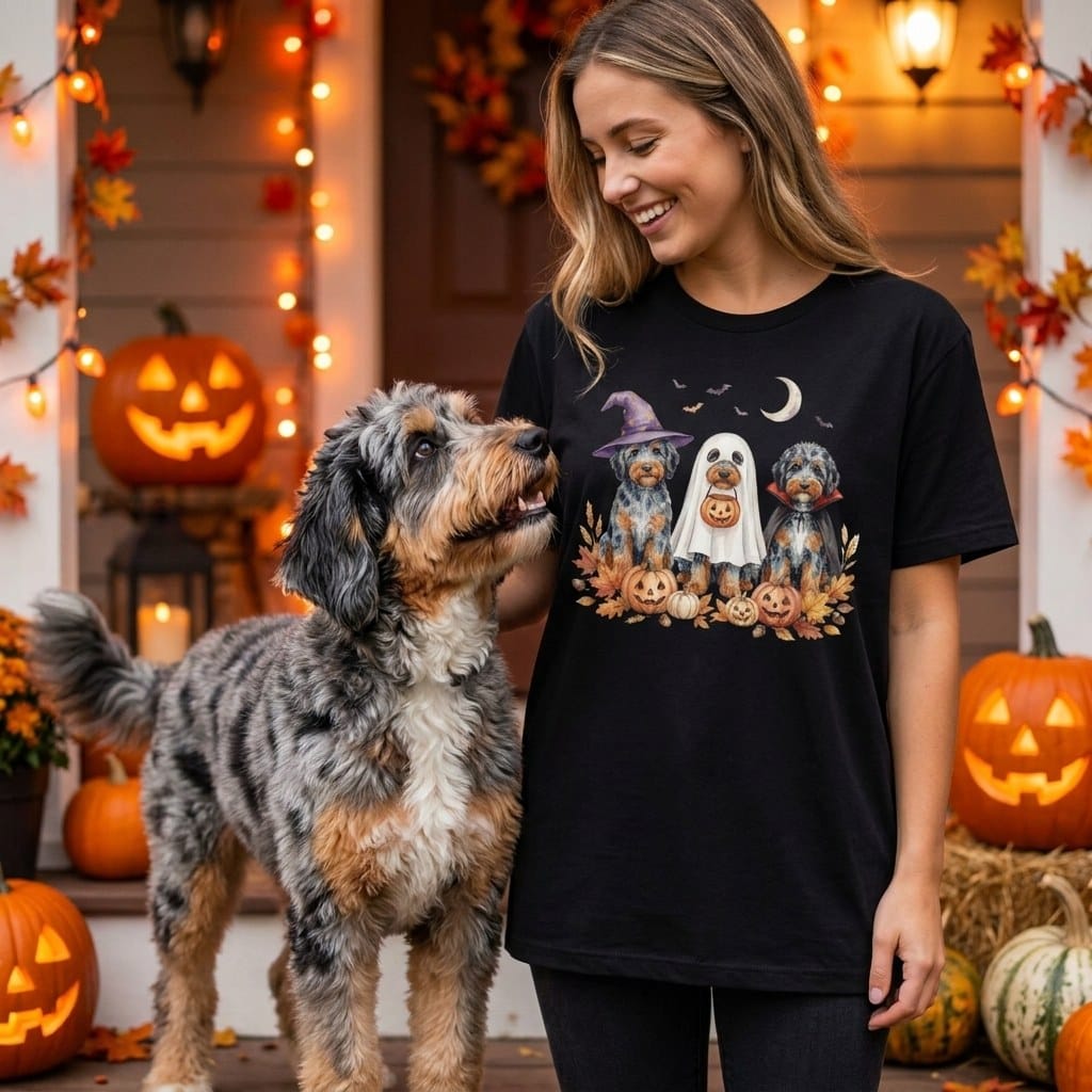 Aussiedoodle Halloween Crew T-Shirt in by Puppy Jo