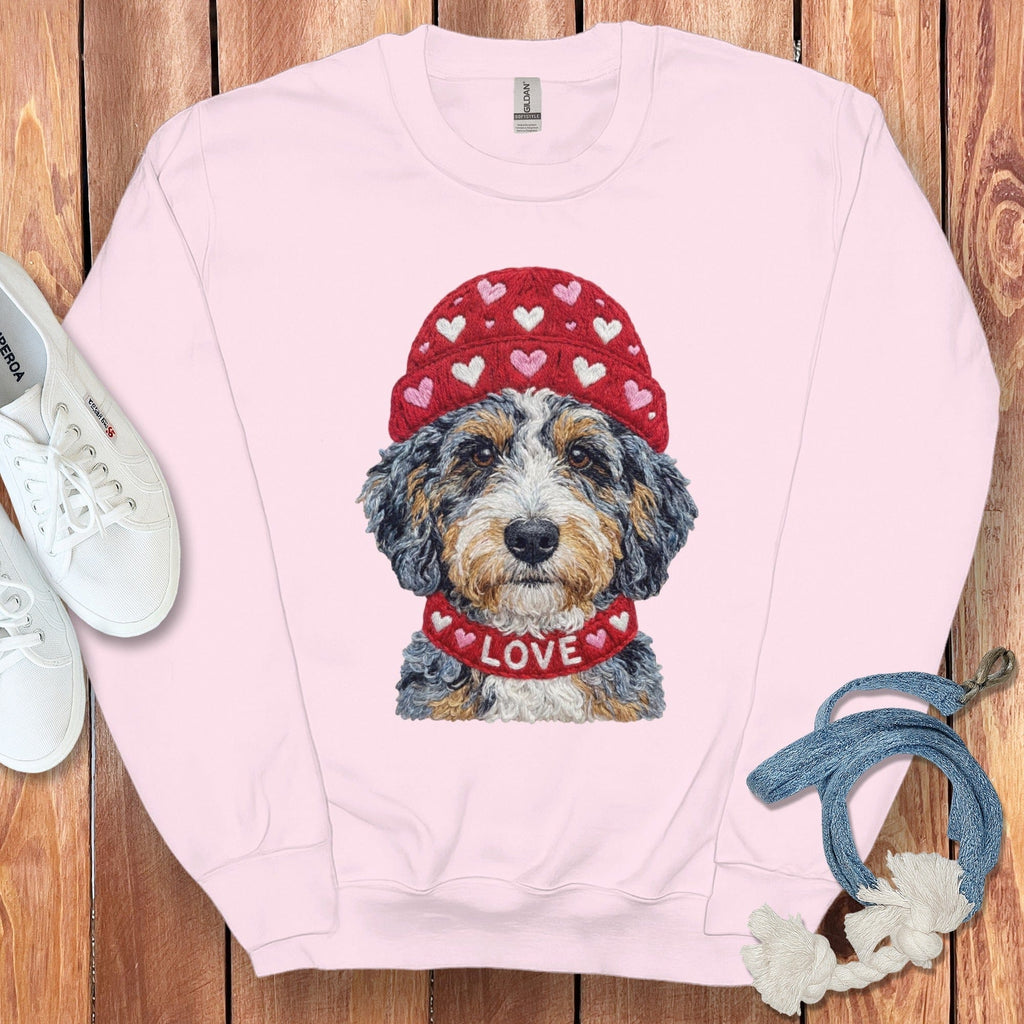 Aussiedoodle Heart Cap Sweatshirt in Light Pink / S by Puppy Jo