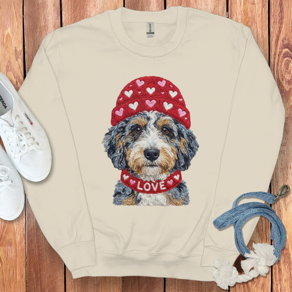 Aussiedoodle Heart Cap Sweatshirt in Sand / S by Puppy Jo