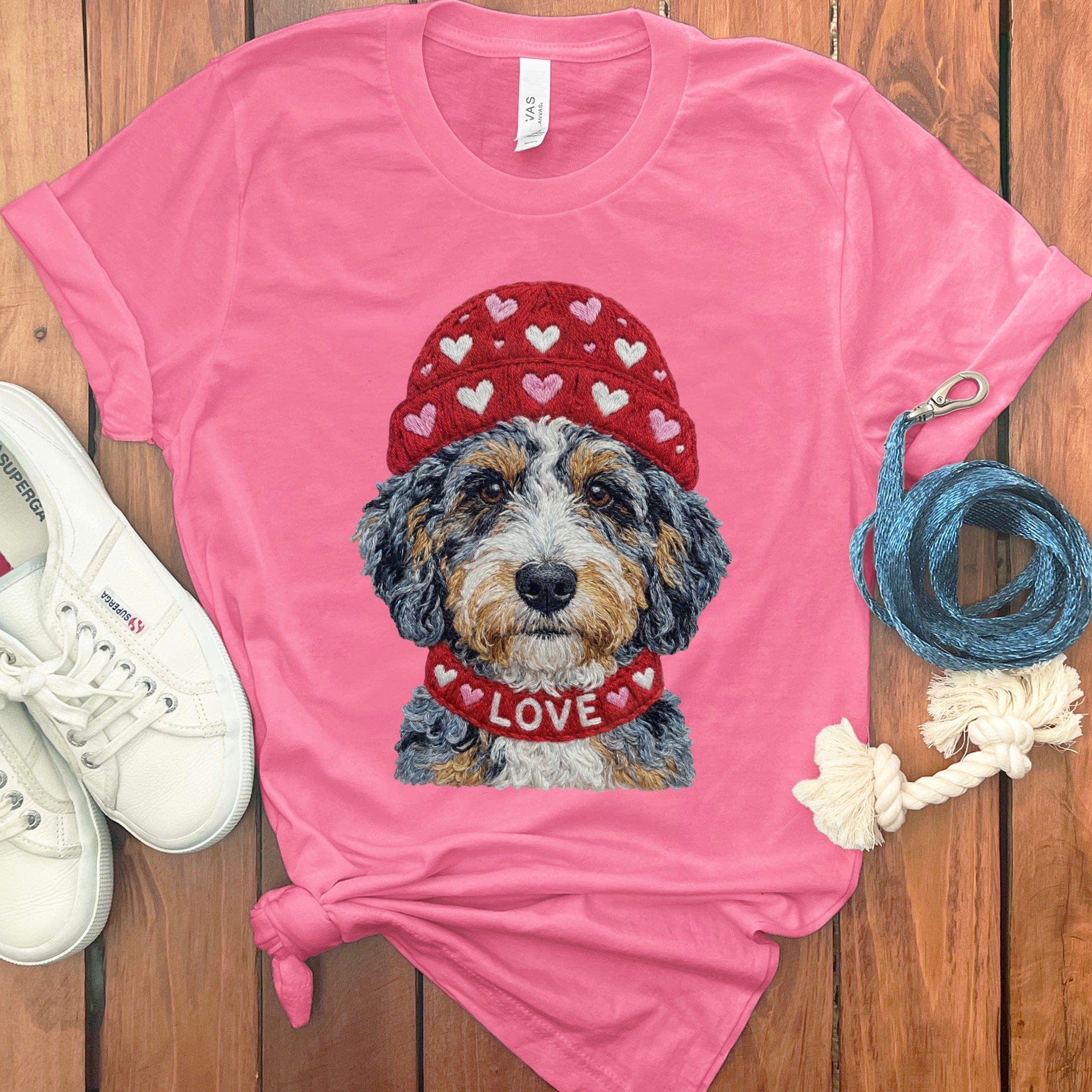 Aussiedoodle Heart Cap T-Shirt in Charity Pink / S by Puppy Jo