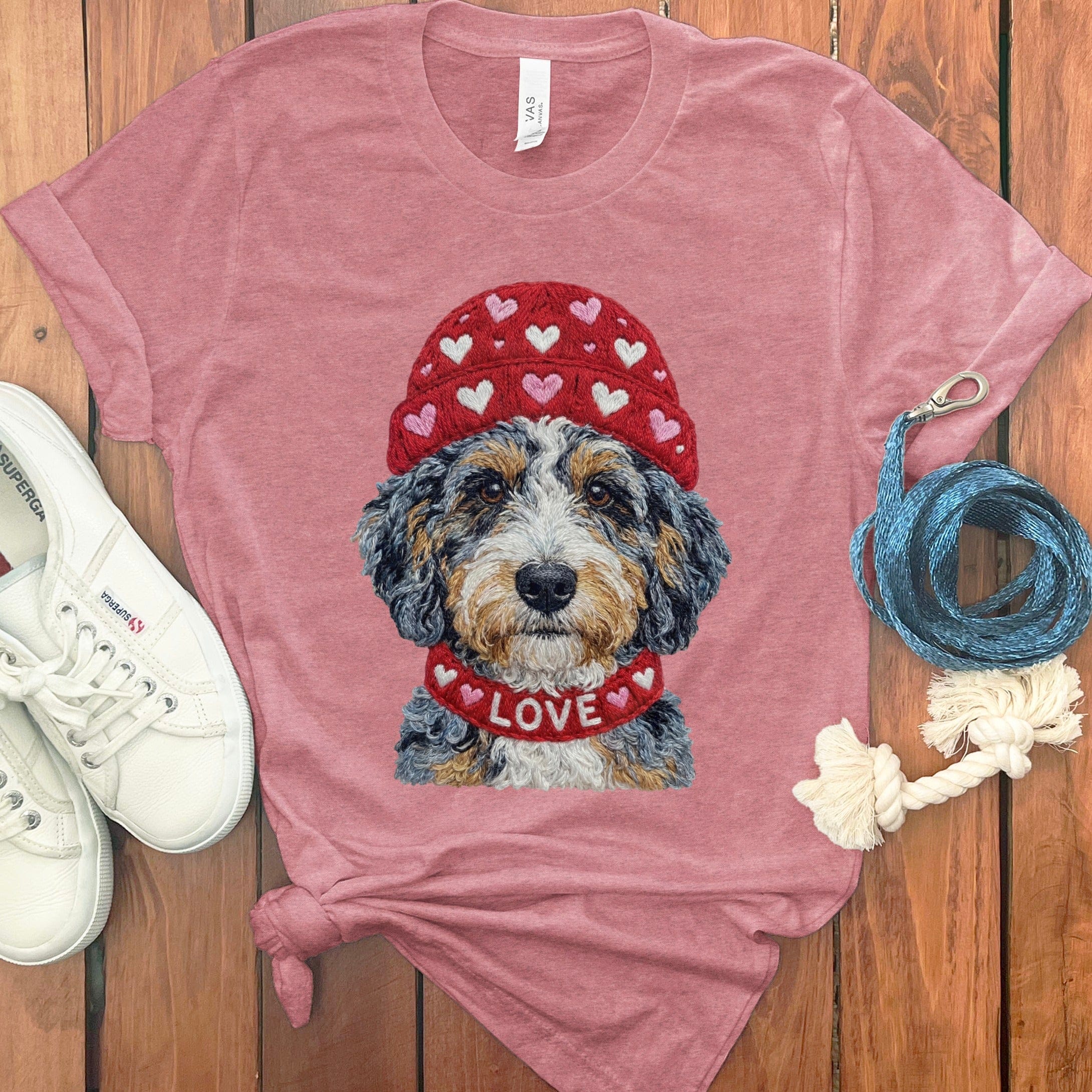Aussiedoodle Heart Cap T-Shirt in Heather Mauve / S by Puppy Jo