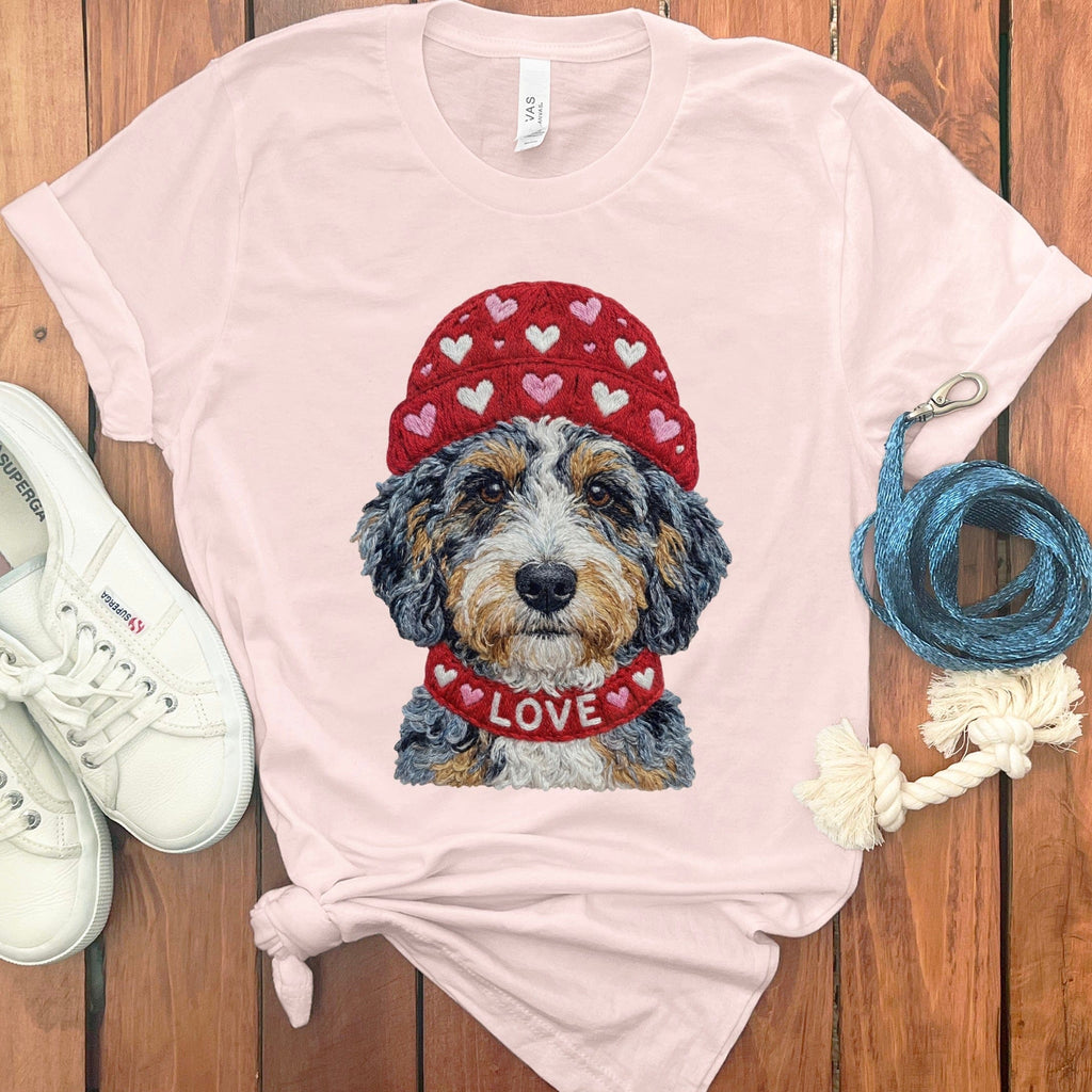 Aussiedoodle Heart Cap T-Shirt in Soft Pink / S by Puppy Jo