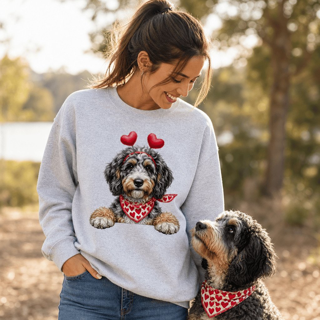 Aussiedoodle Heart Crown Sweatshirt in by Puppy Jo