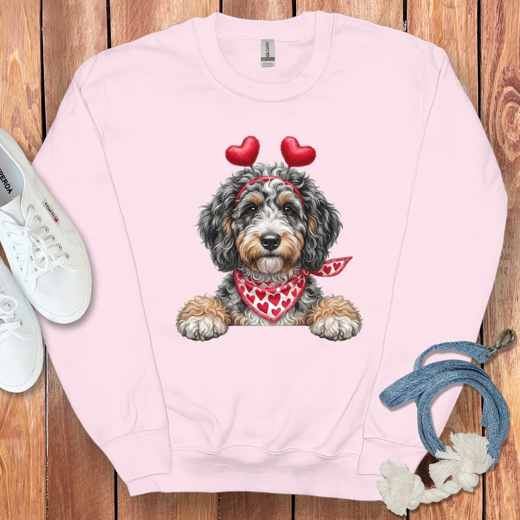 Aussiedoodle Heart Sweatshirt in Light Pink / S by Puppy Jo