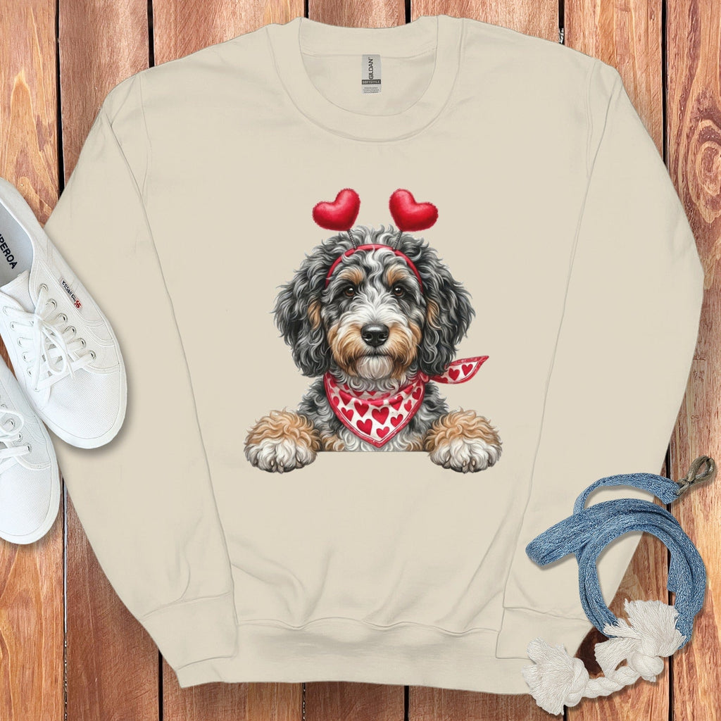 Aussiedoodle Heart Sweatshirt in Sand / S by Puppy Jo