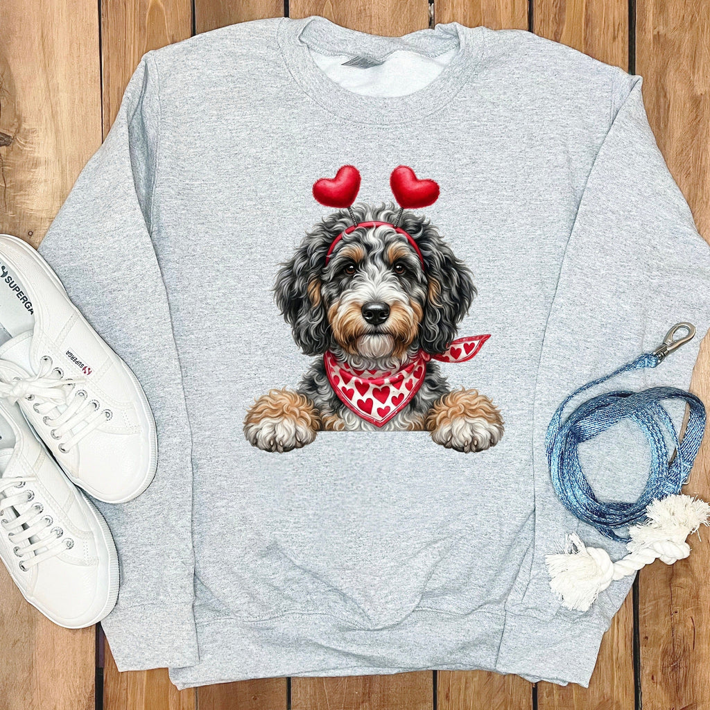 Aussiedoodle Heart Sweatshirt in Sport Grey / S by Puppy Jo