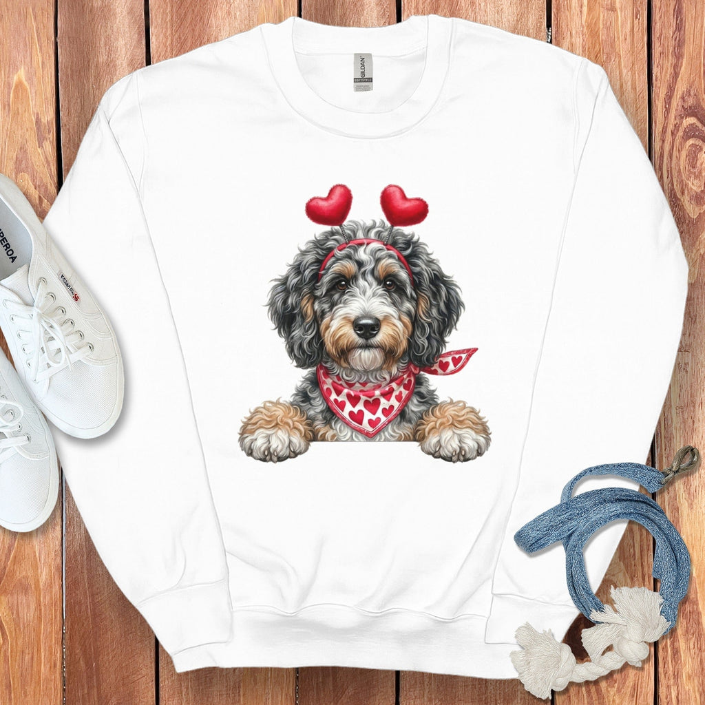 Aussiedoodle Heart Sweatshirt in White / S by Puppy Jo