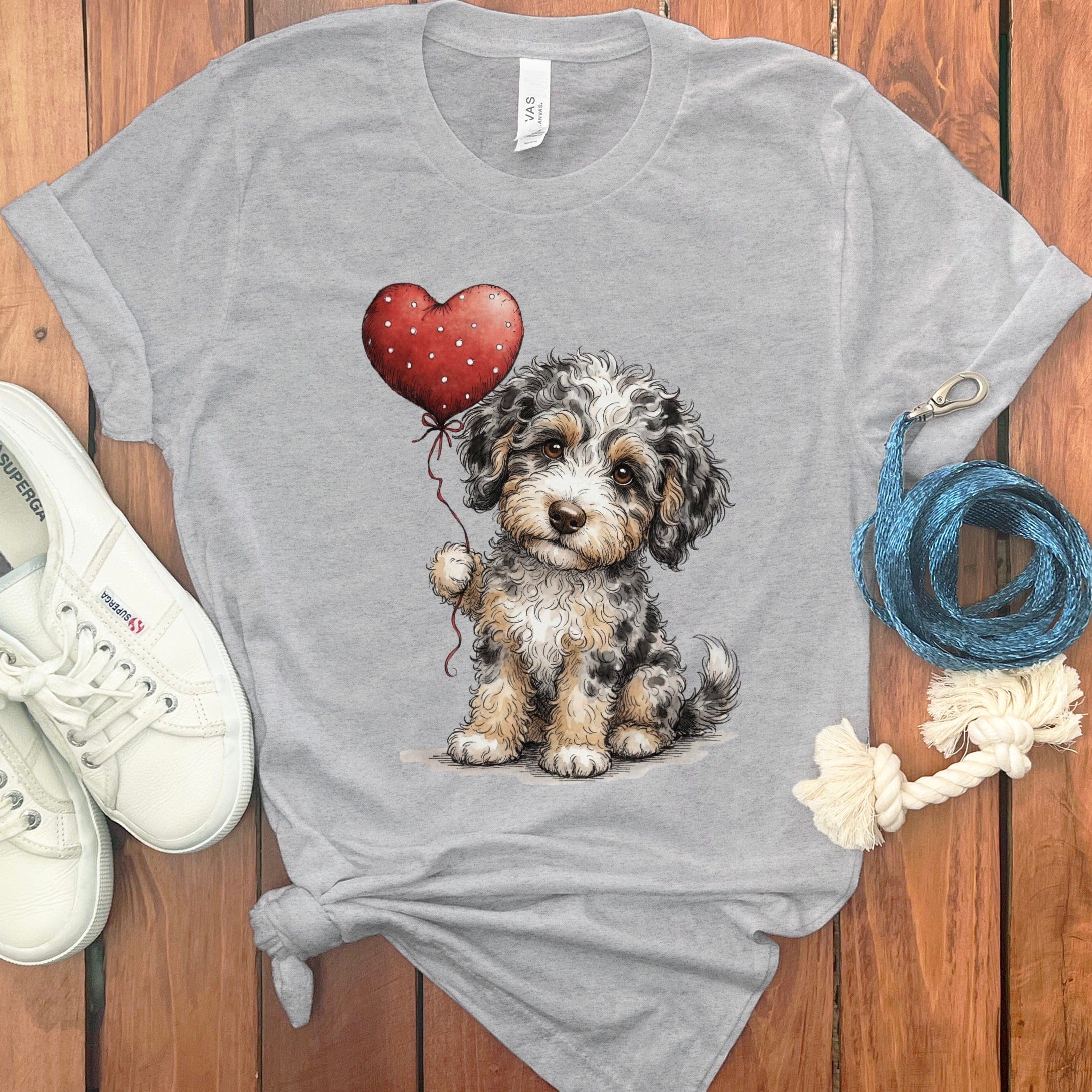 Aussiedoodle Heart T-Shirt in Athletic Heather / S by Puppy Jo