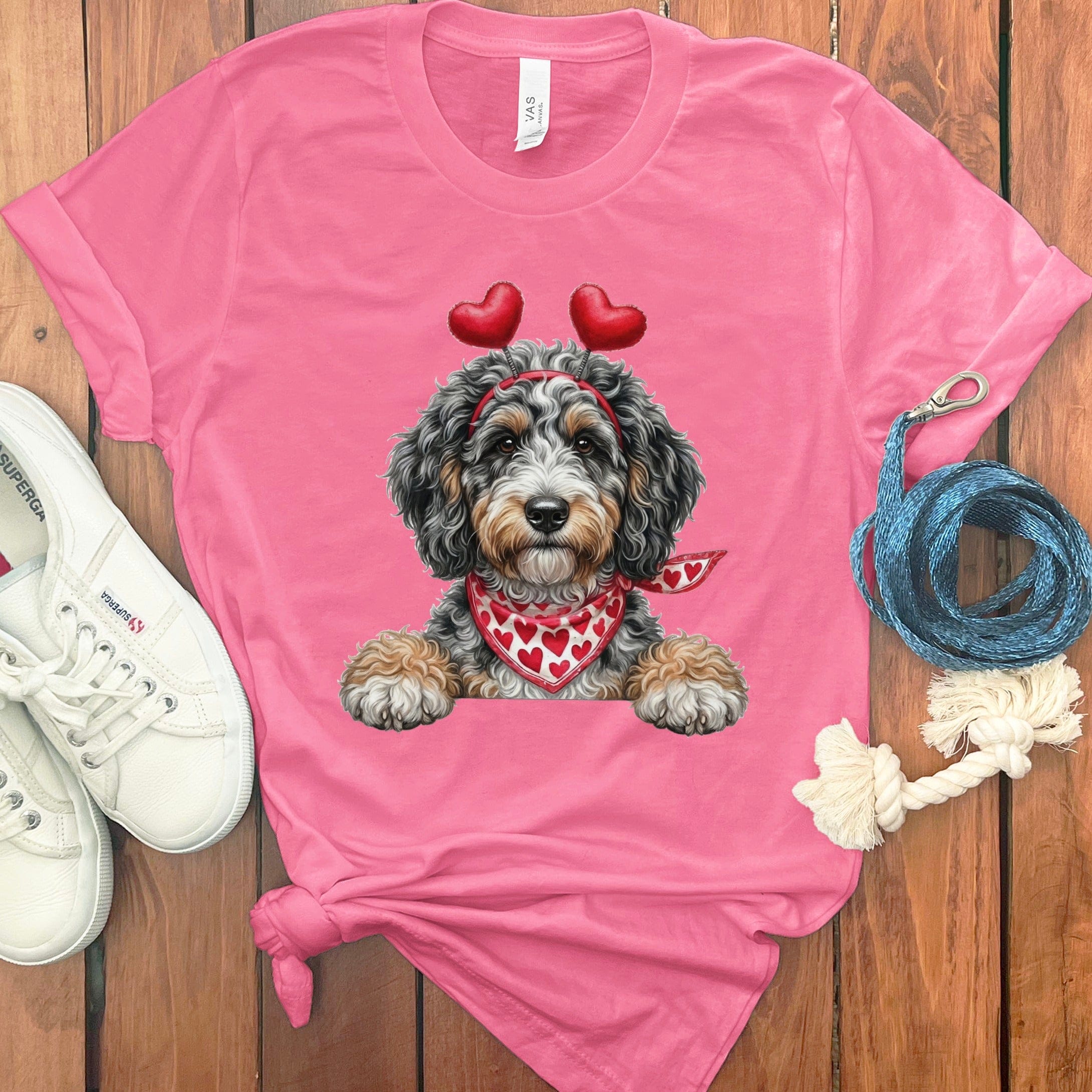 Aussiedoodle Heart T-Shirt in Charity Pink / S by Puppy Jo