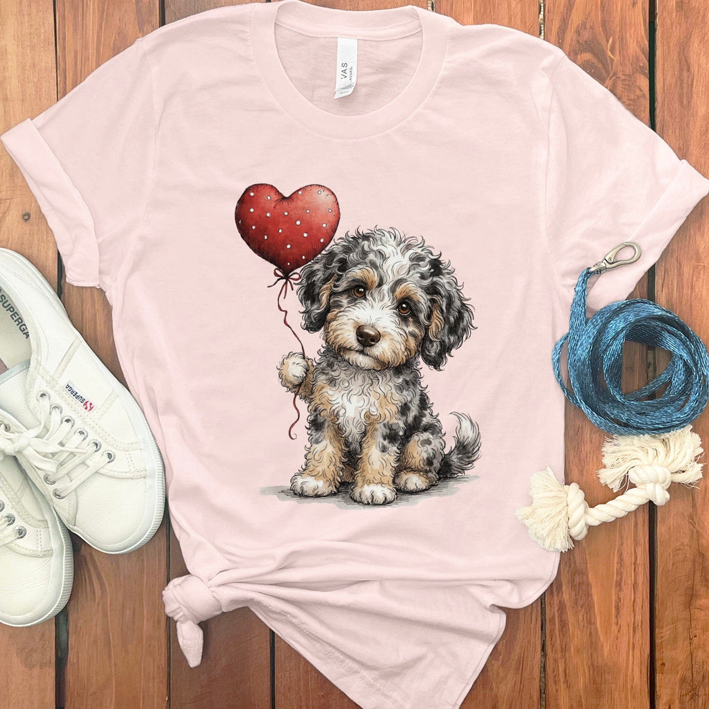 Aussiedoodle Heart T-Shirt in Soft Pink / S by Puppy Jo