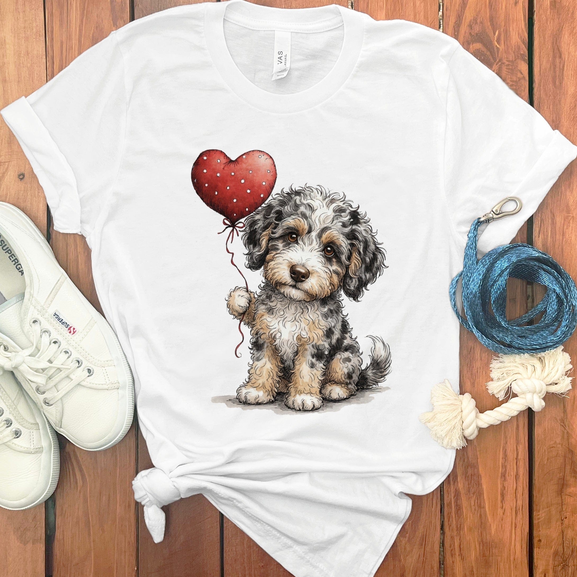 Aussiedoodle Heart T-Shirt in White / S by Puppy Jo