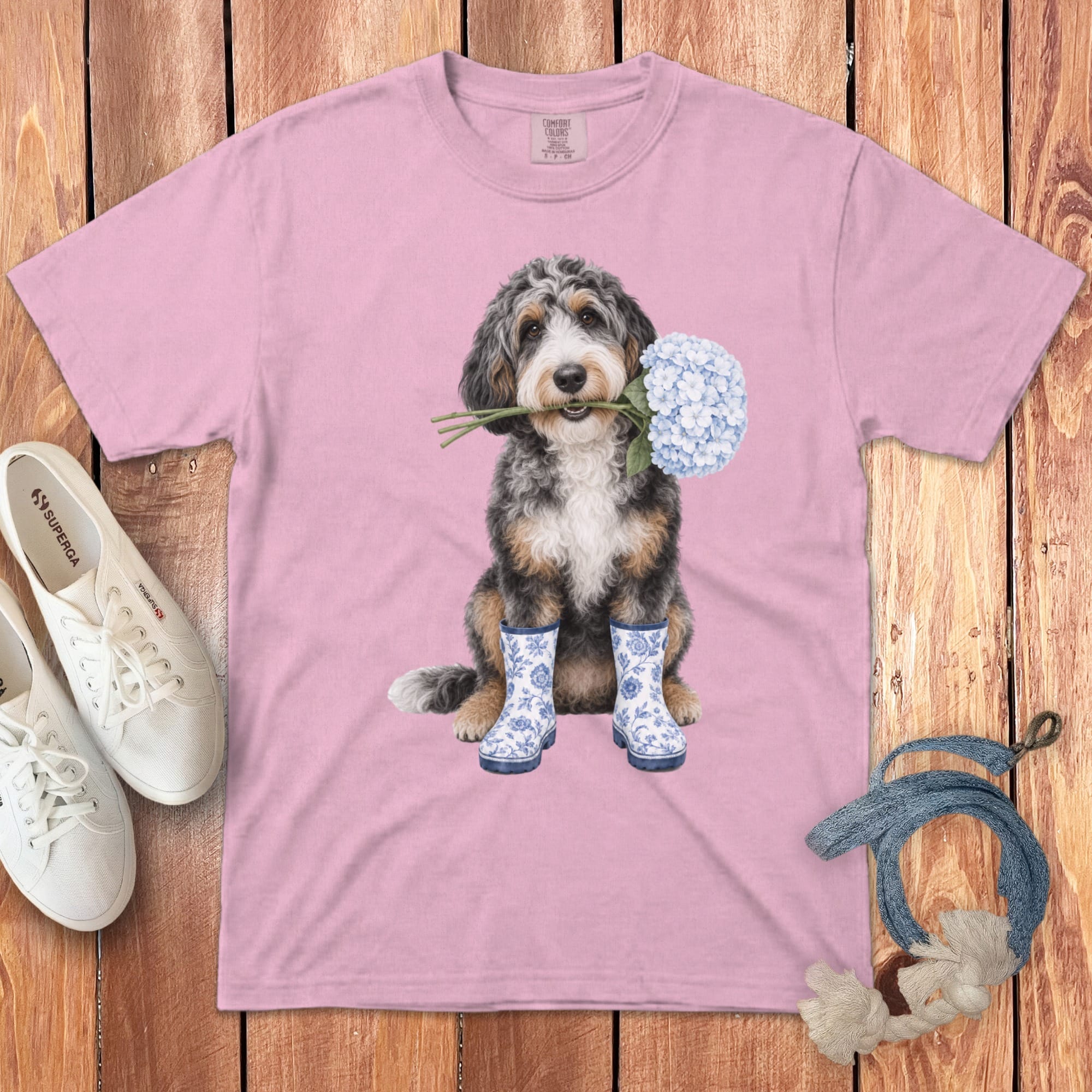 Aussiedoodle Hydrangea Signature T-Shirt in Blossom / S / T-Shirts by Puppy Jo