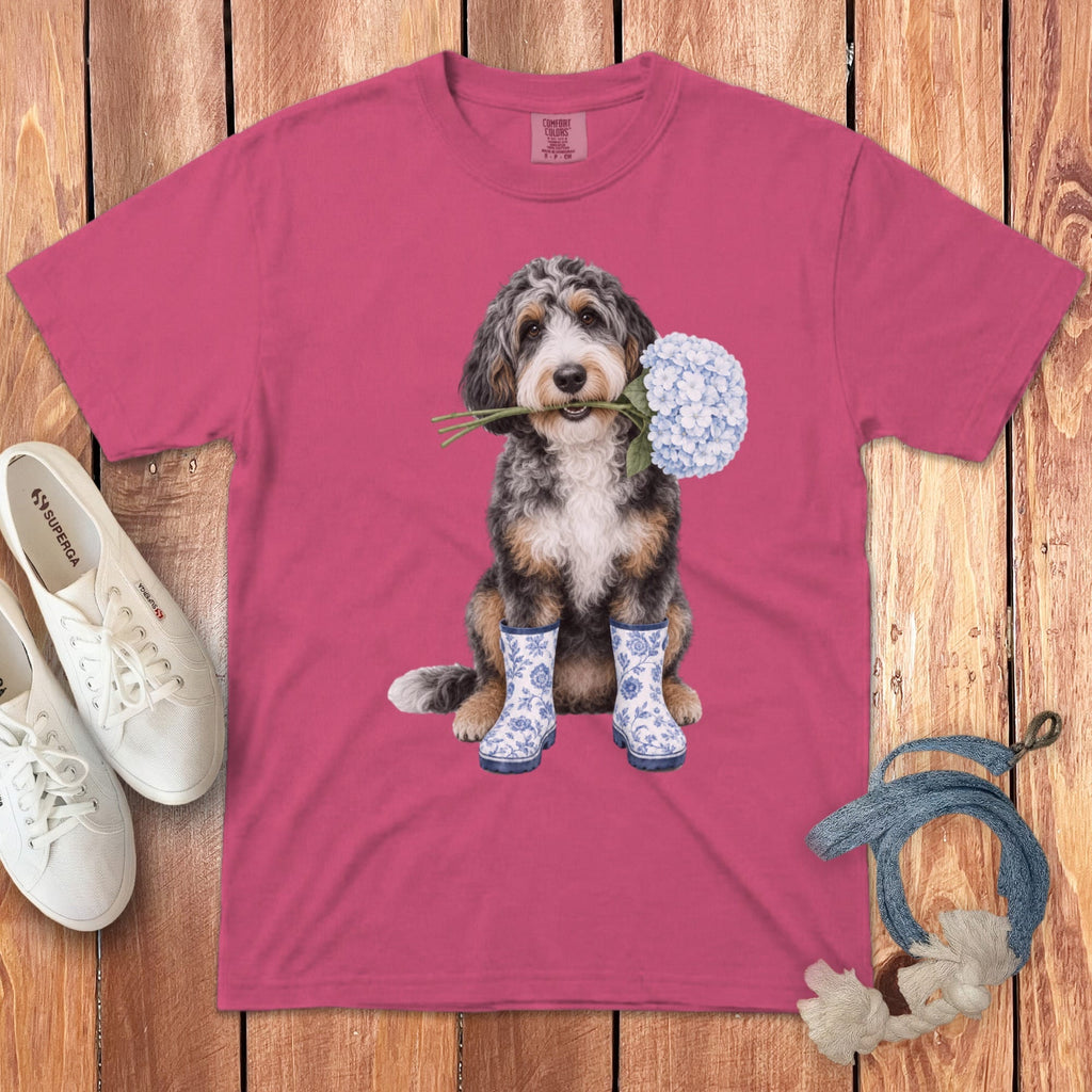 Aussiedoodle Hydrangea Signature T-Shirt in Crunchberry / S / T-Shirts by Puppy Jo