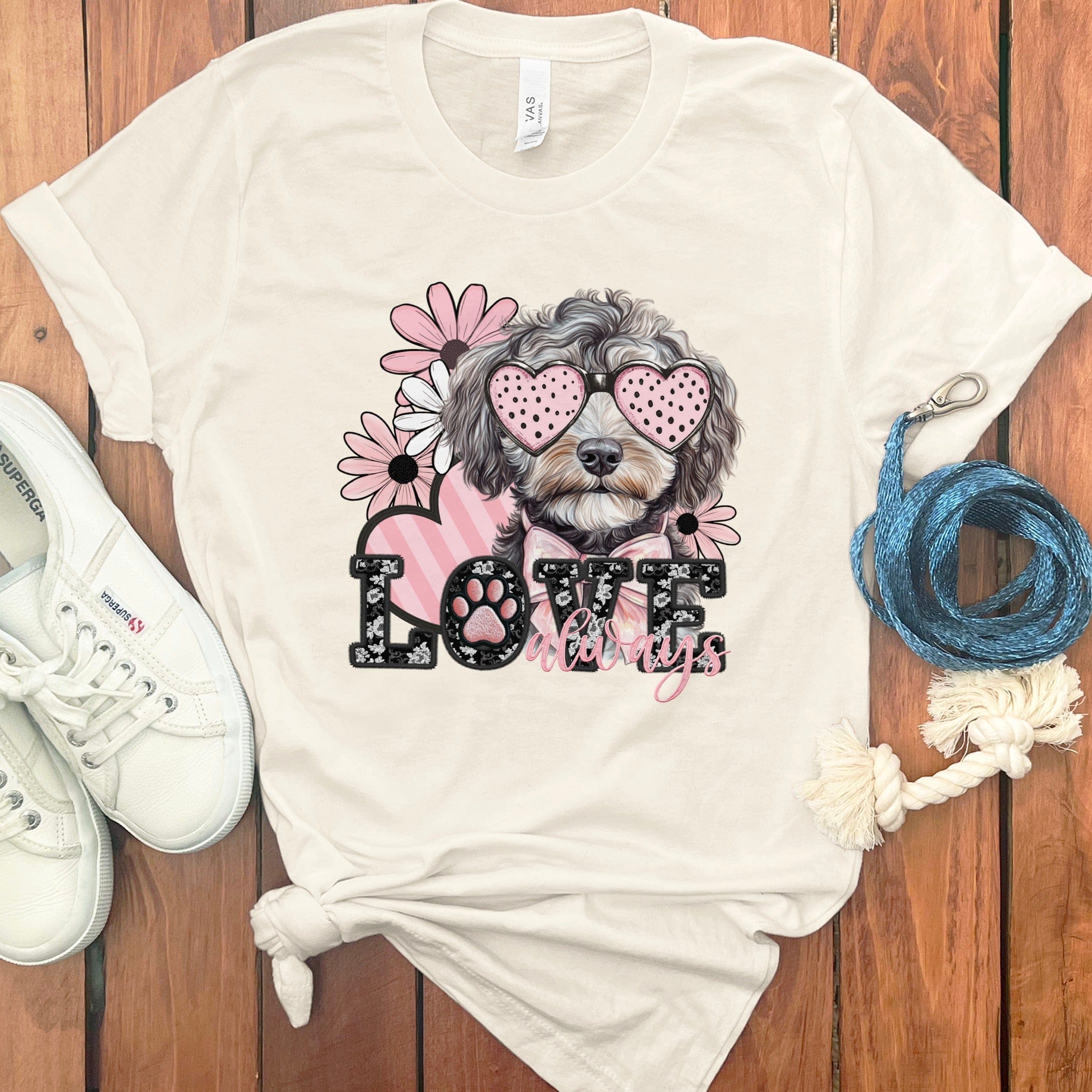 Aussiedoodle Love Floral T-Shirt in Natural / S by Puppy Jo