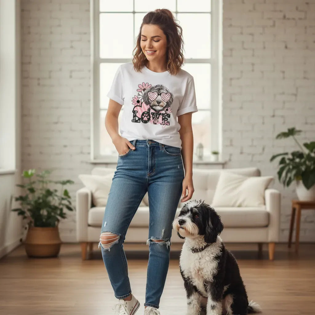 Aussiedoodle Love Floral T-Shirt in by Puppy Jo