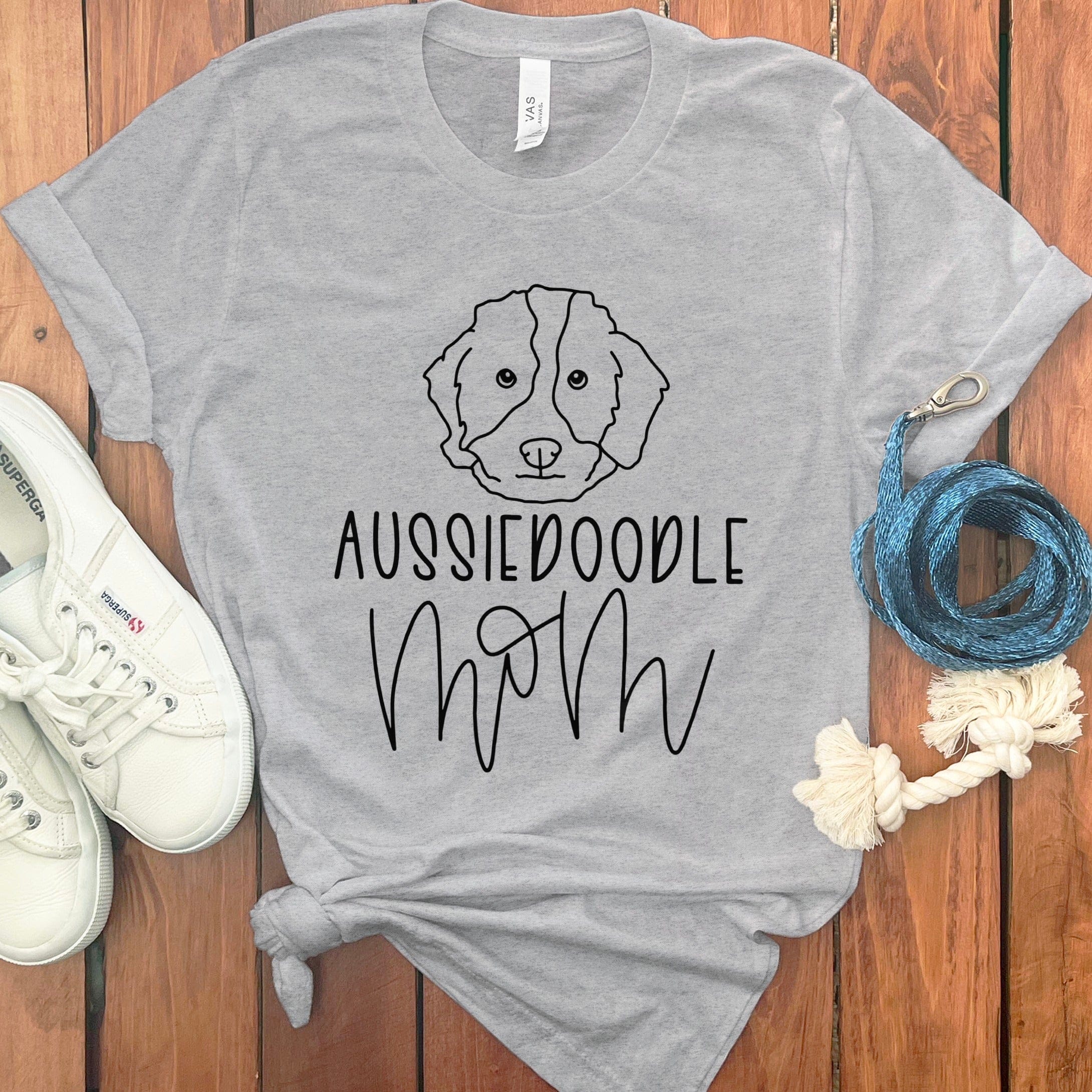 Aussiedoodle Mom Line T-Shirt in Athletic Heather / S by Puppy Jo