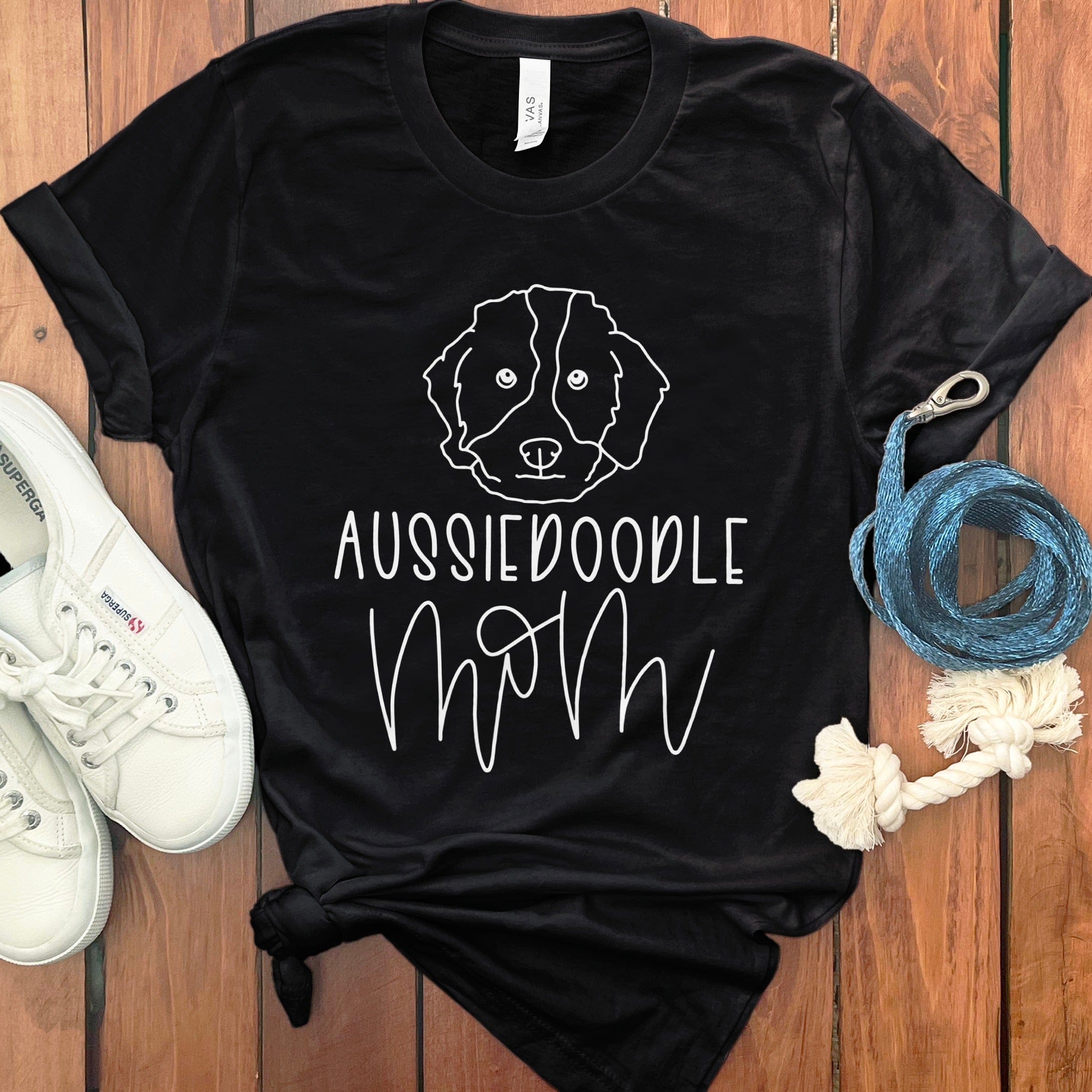 Aussiedoodle Mom Line T-Shirt in Black / S by Puppy Jo