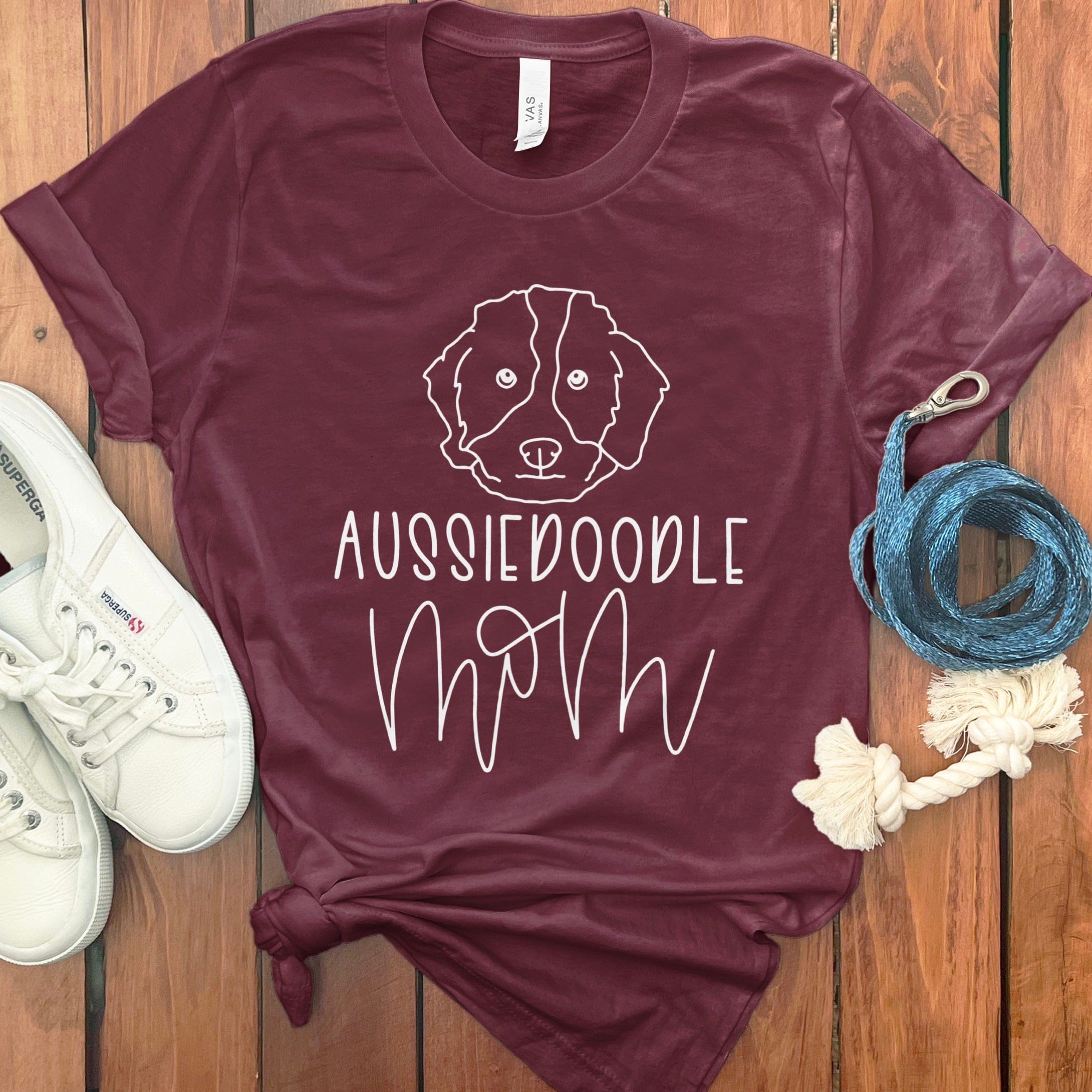Aussiedoodle Mom Line T-Shirt in Maroon / S by Puppy Jo