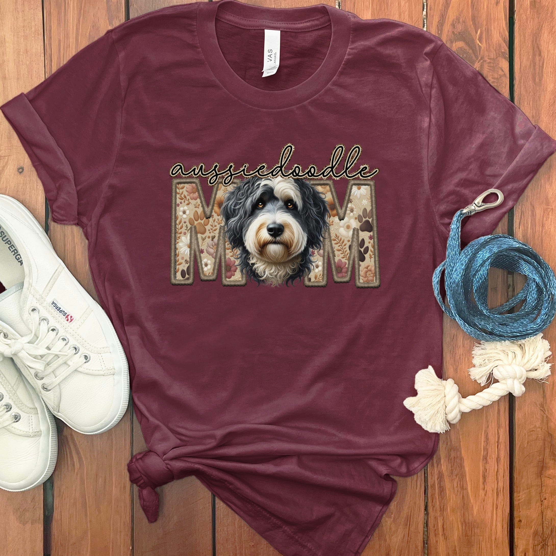Aussiedoodle Mom T-Shirt in Maroon / S by Puppy Jo