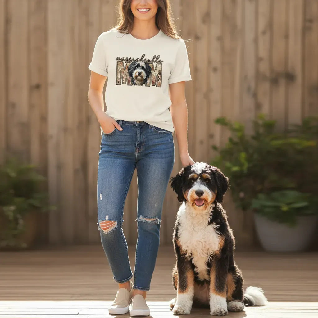 Aussiedoodle Mom T-Shirt in by Puppy Jo