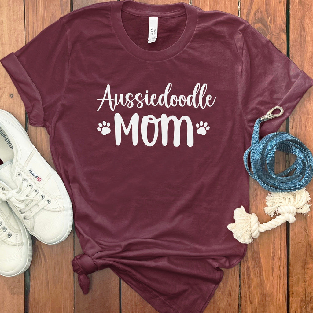 Aussiedoodle Mom Text T-Shirt in Maroon / S by Puppy Jo