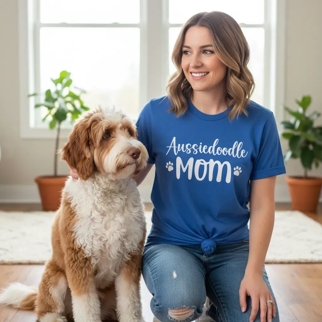 Aussiedoodle Mom Text T-Shirt in by Puppy Jo