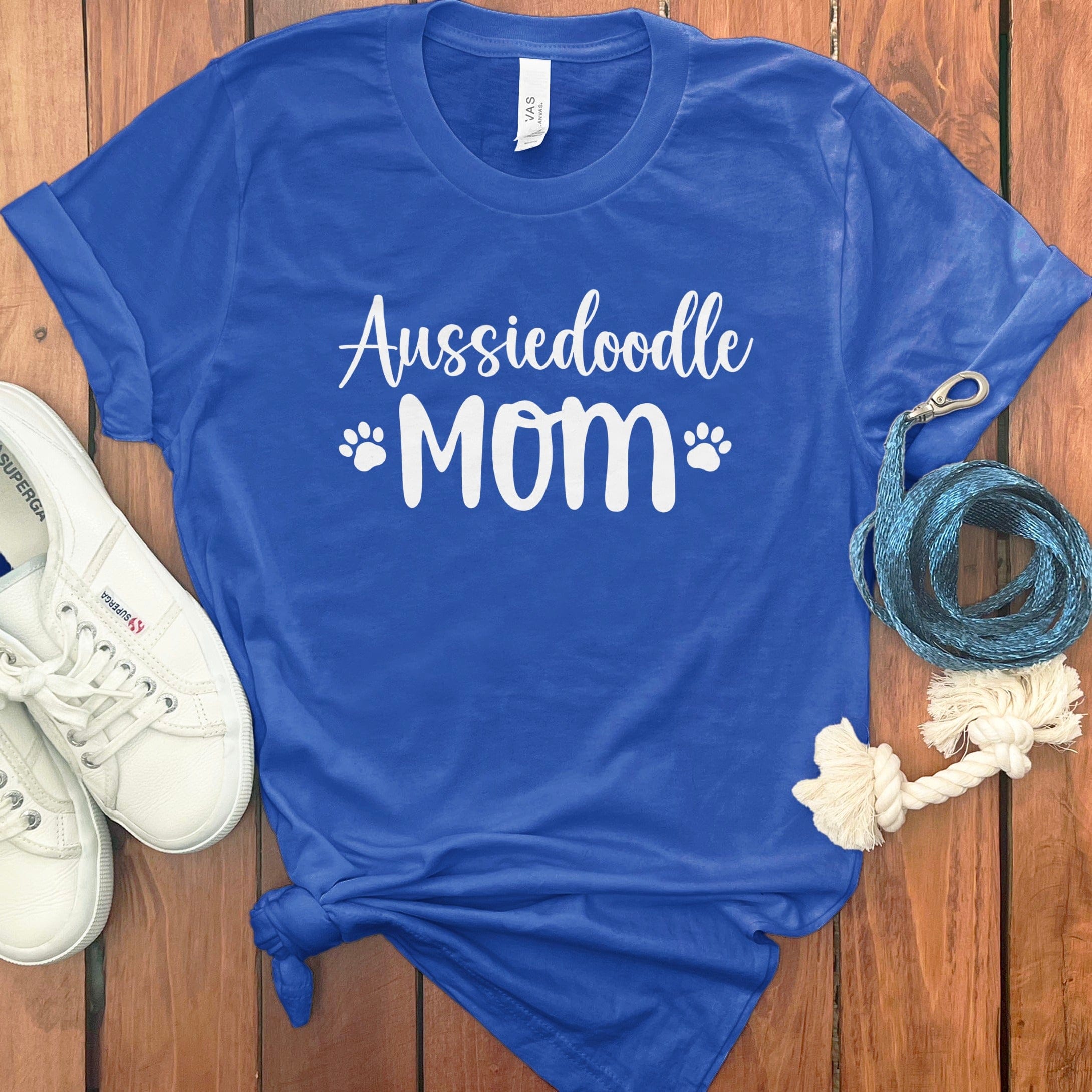 Aussiedoodle Mom Text T-Shirt in True Royal / S by Puppy Jo