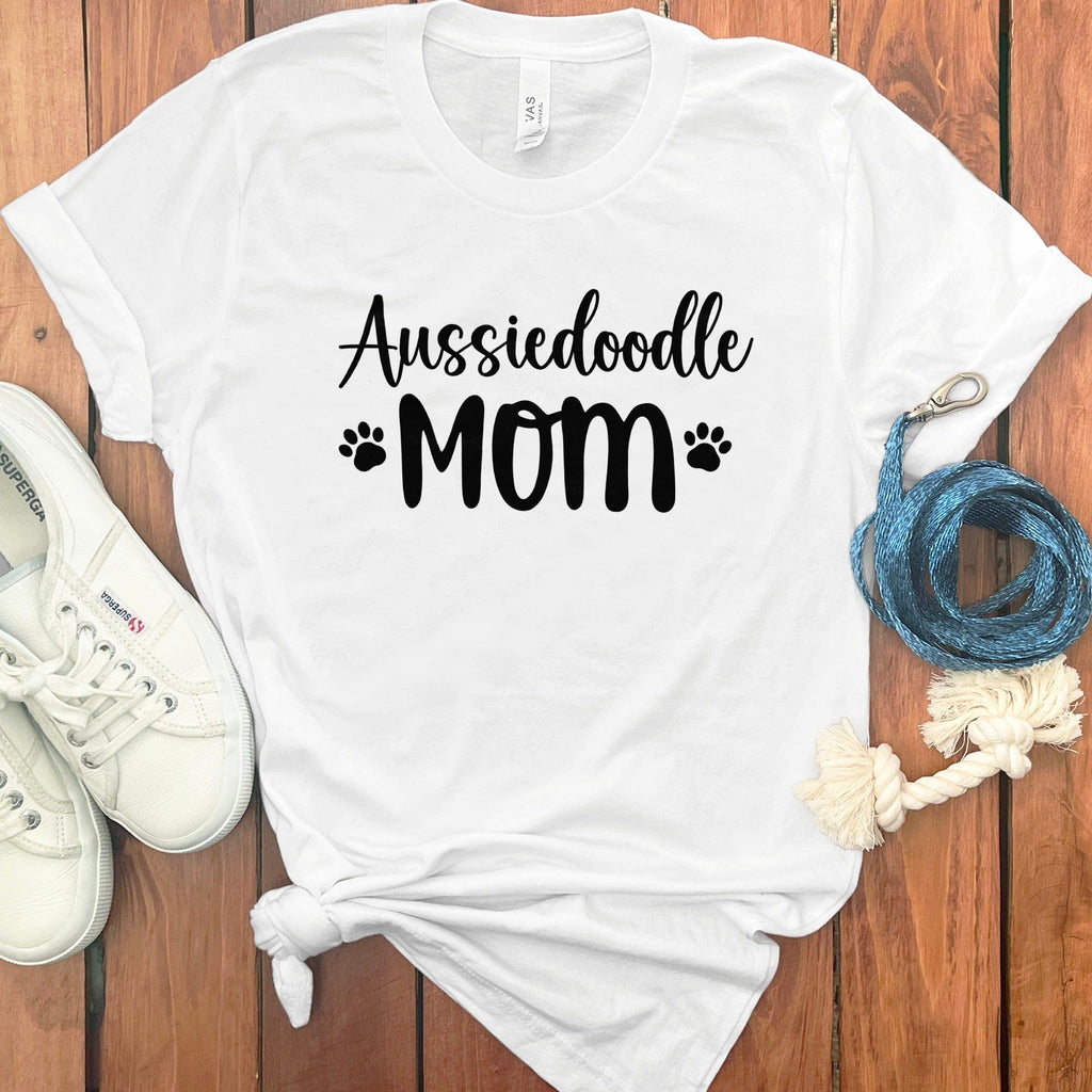 Aussiedoodle Mom Text T-Shirt in White / S by Puppy Jo