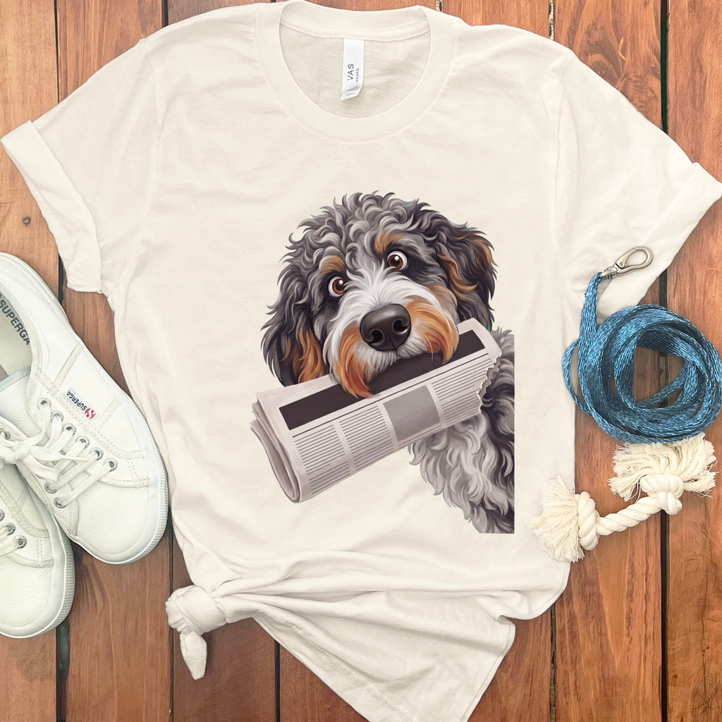 Aussiedoodle Newspaper T-Shirt in Natural / S by Puppy Jo
