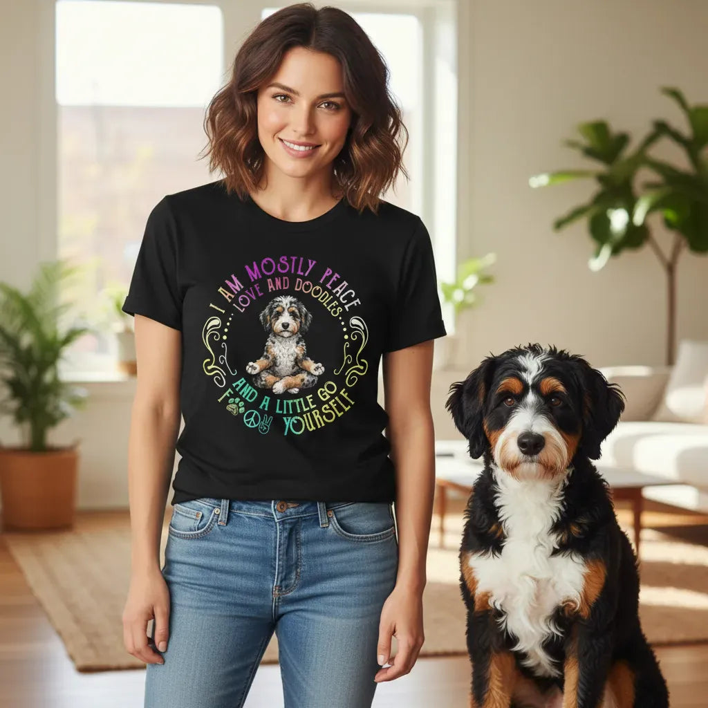Aussiedoodle Peace And Love T-Shirt in by Puppy Jo