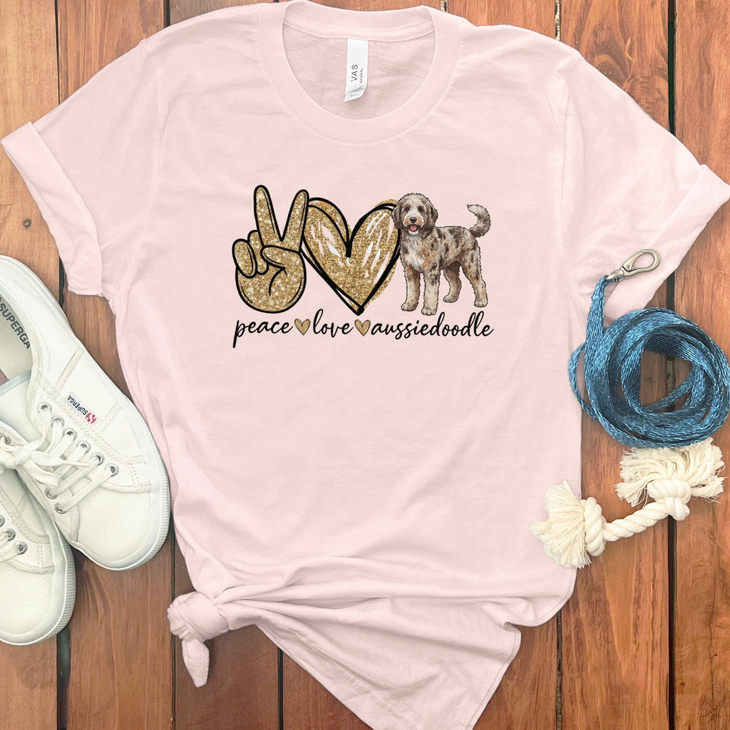 Aussiedoodle Peace Love T-Shirt in Soft Pink / S by Puppy Jo