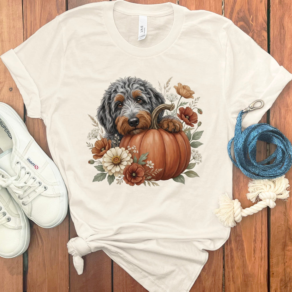 Aussiedoodle Pumpkin Hug T-Shirt in Natural / S by Puppy Jo