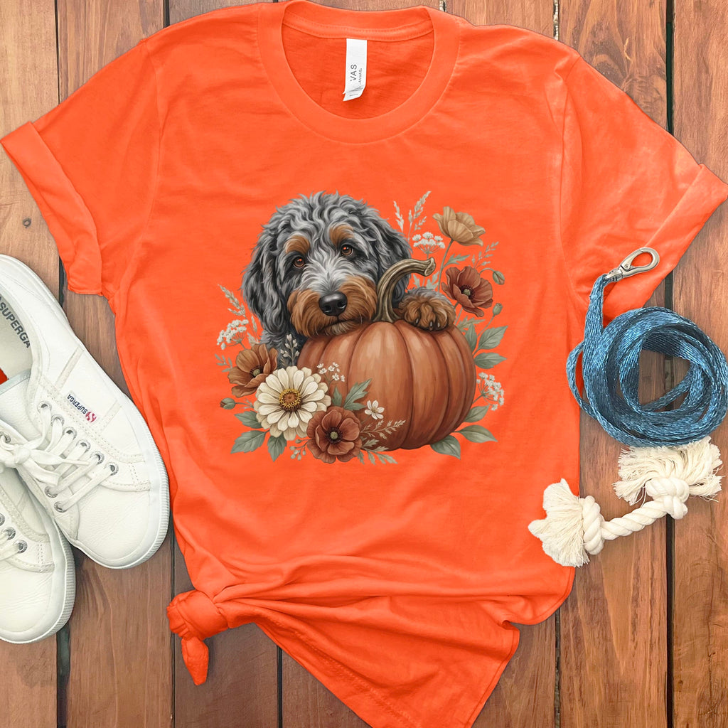 Aussiedoodle Pumpkin Hug T-Shirt in Orange / S by Puppy Jo