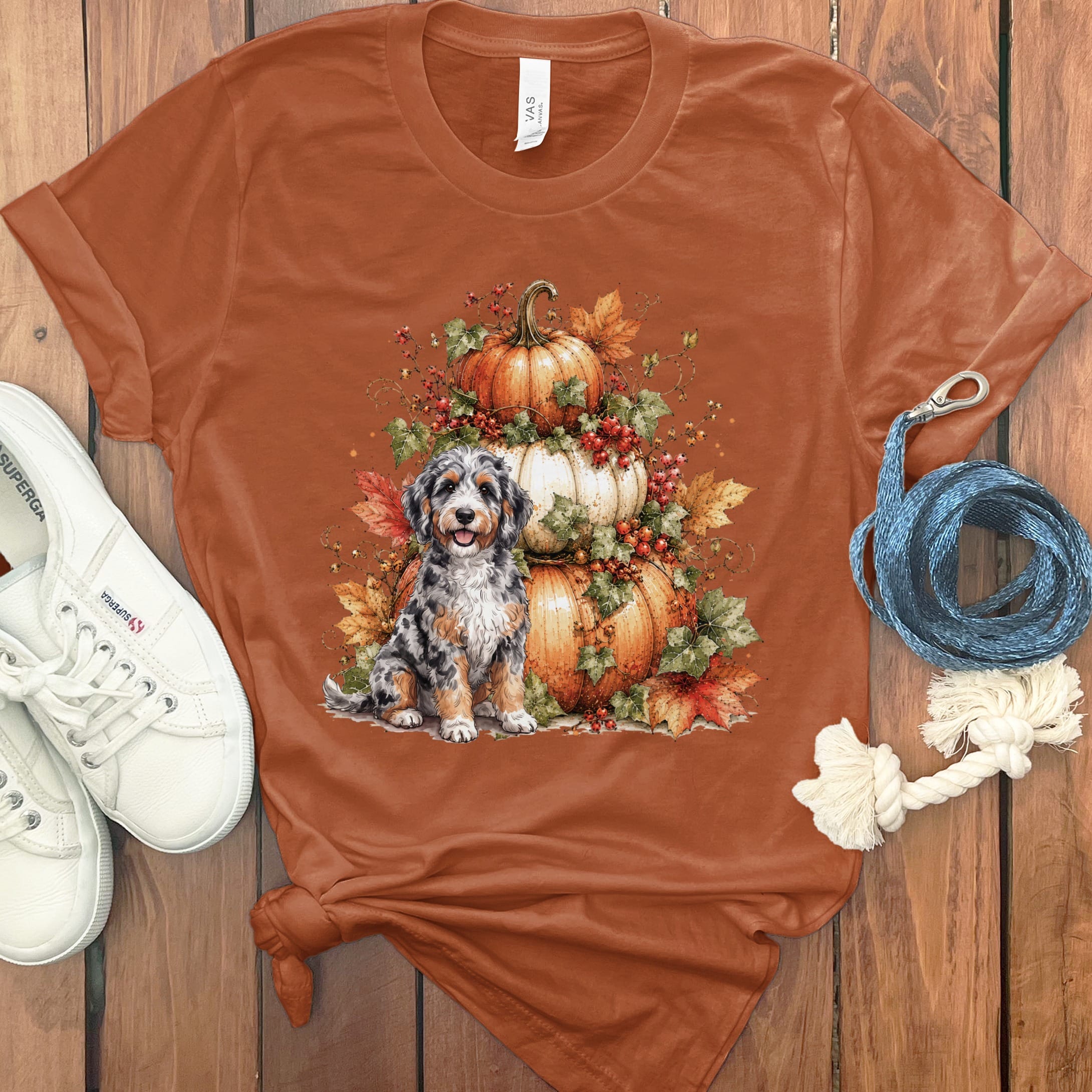 Aussiedoodle Pumpkin Ivy T-Shirt in Autumn / S by Puppy Jo
