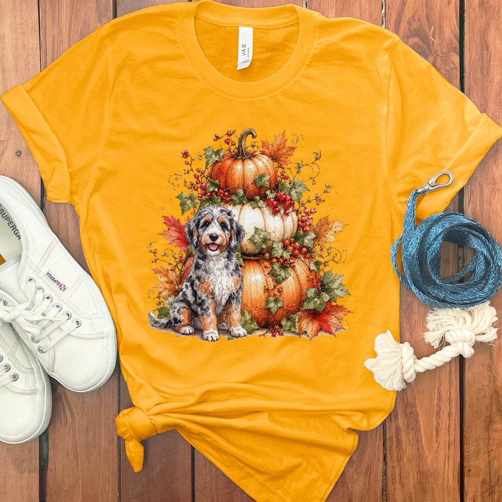 Aussiedoodle Pumpkin Ivy T-Shirt in Gold / S by Puppy Jo