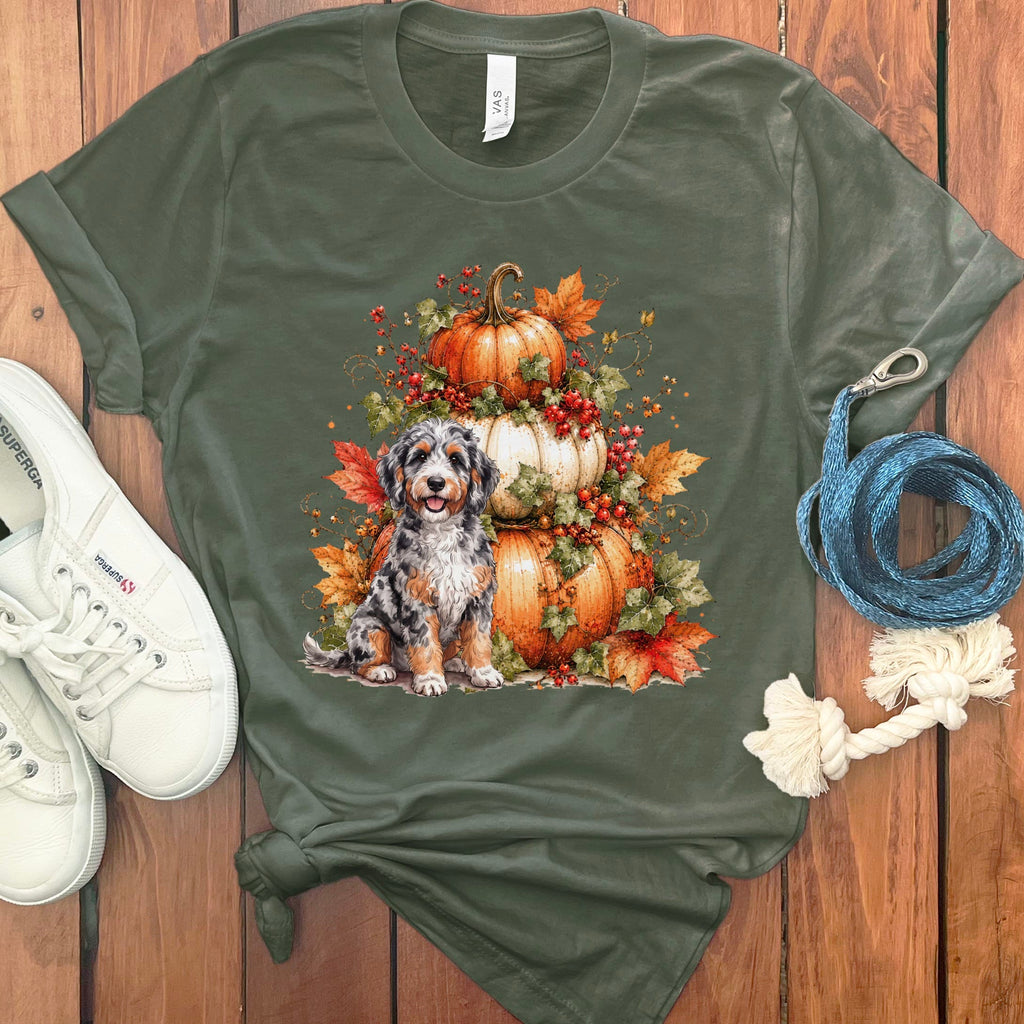 Aussiedoodle Pumpkin Ivy T-Shirt in Military Green / S by Puppy Jo