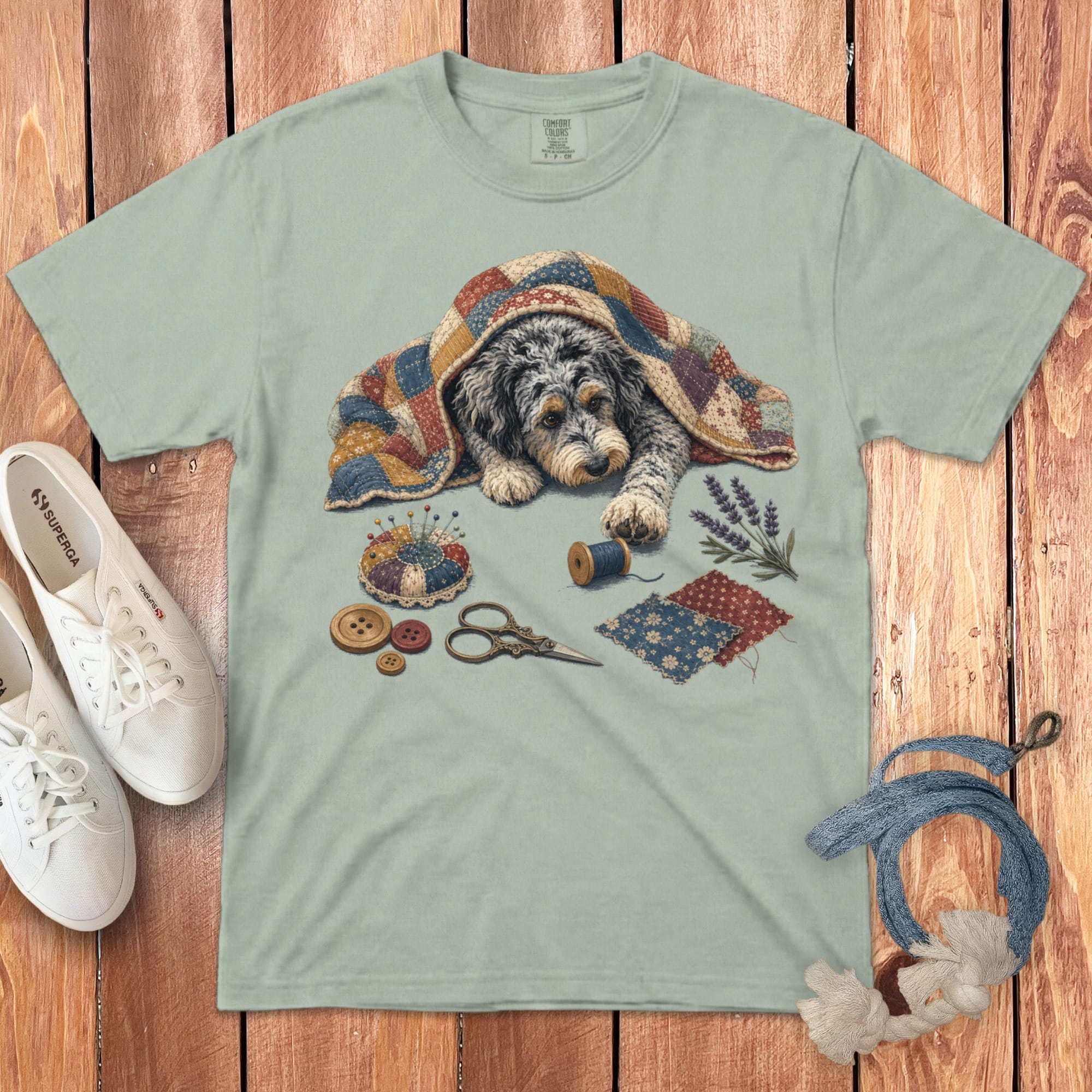 Aussiedoodle Quilting Buddy Signature T-Shirt in Bay / S by Puppy Jo