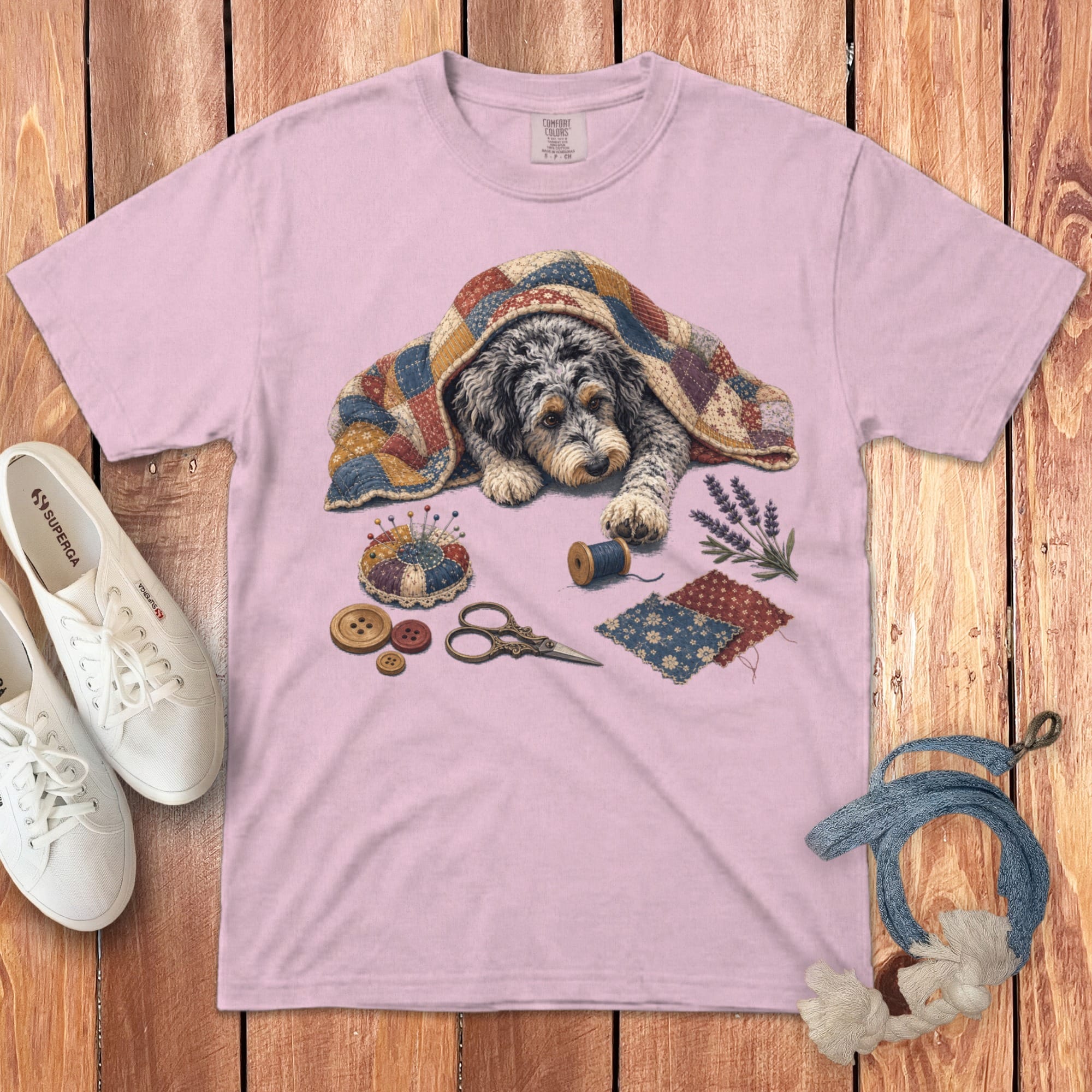 Aussiedoodle Quilting Buddy Signature T-Shirt in Blossom / S by Puppy Jo