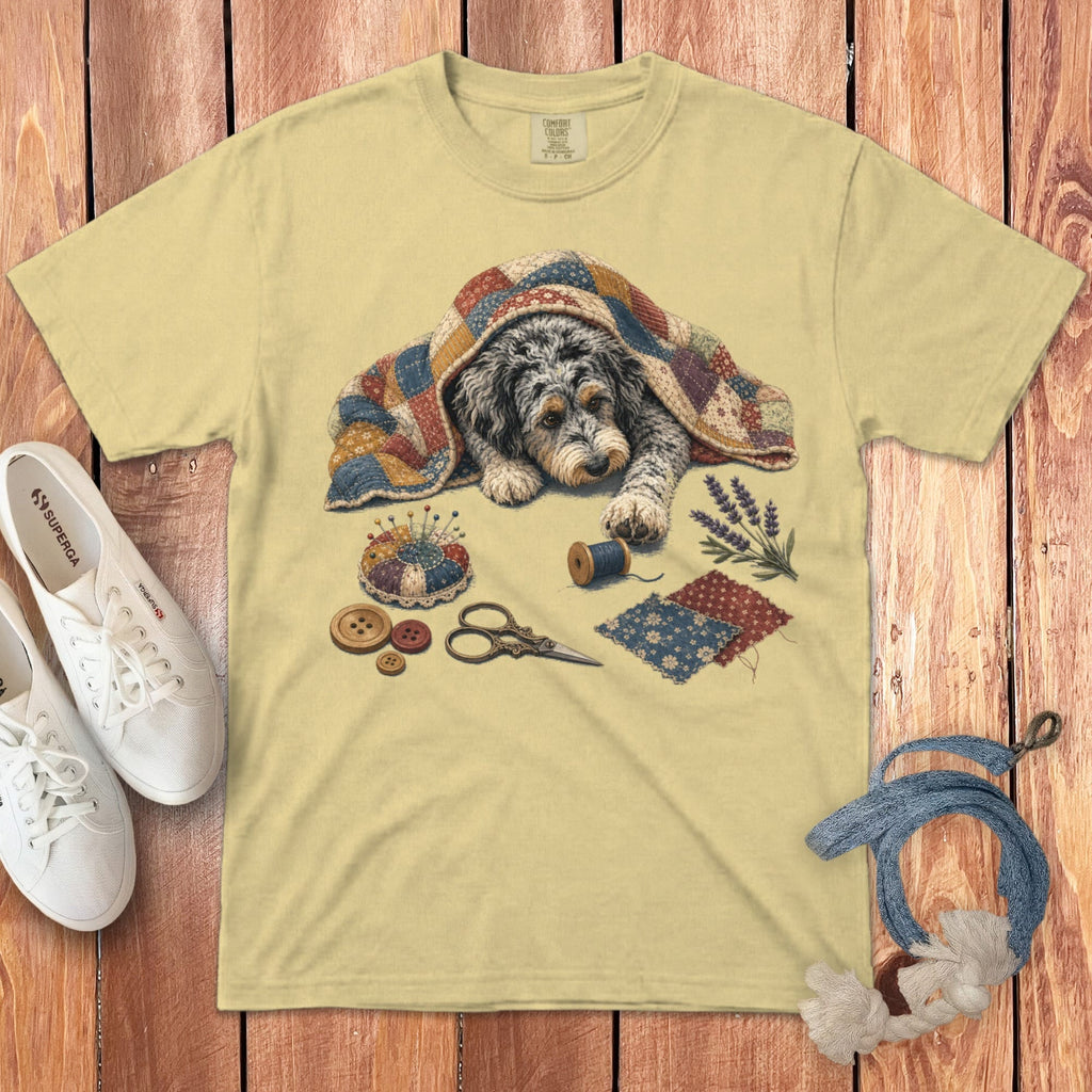 Aussiedoodle Quilting Buddy Signature T-Shirt in Butter / S by Puppy Jo