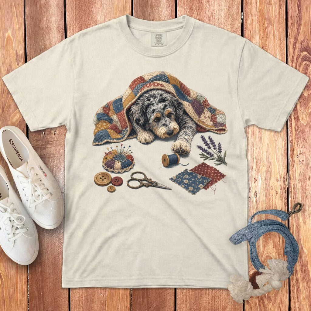 Aussiedoodle Quilting Buddy Signature T-Shirt in Ivory / S by Puppy Jo