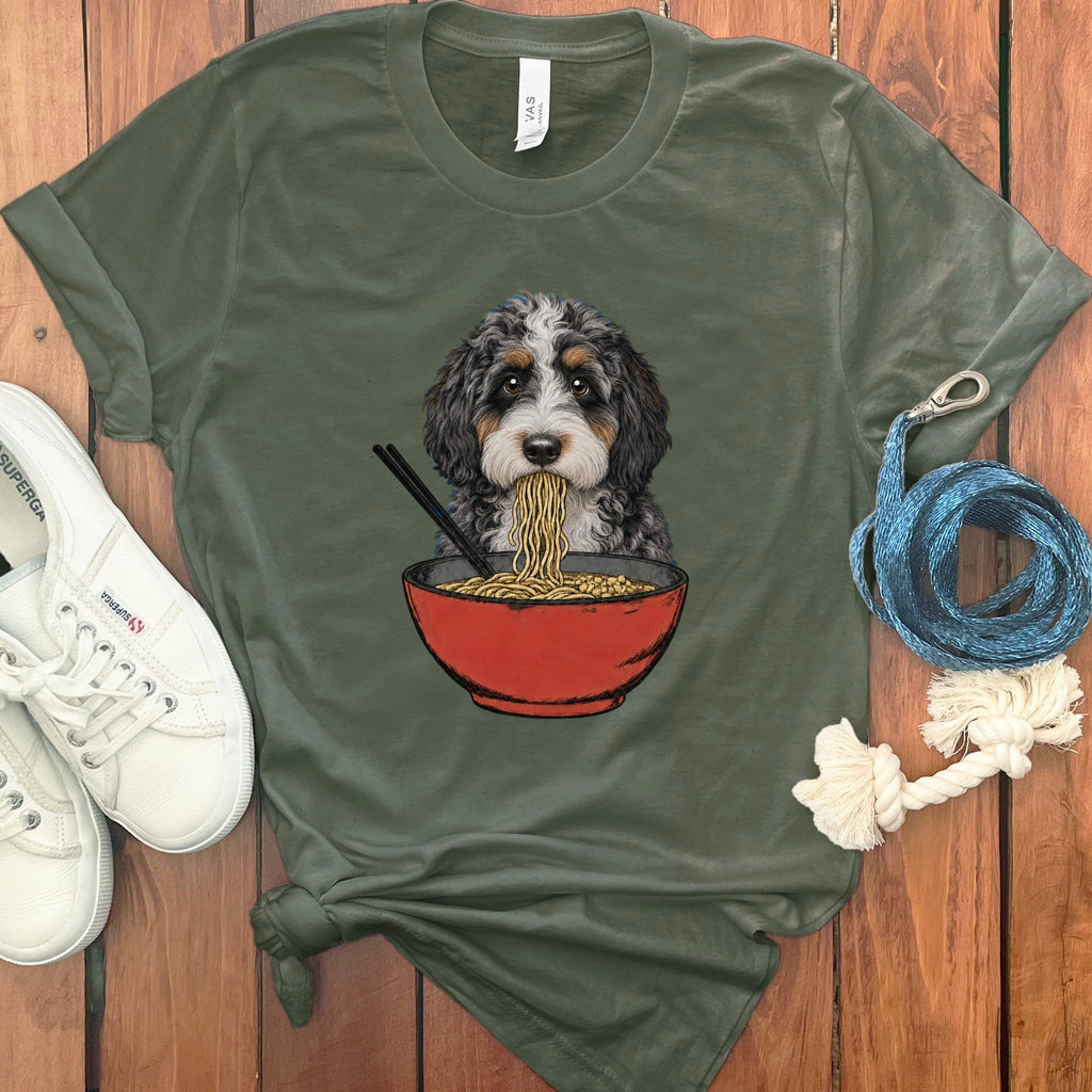 Aussiedoodle Ramen T-Shirt in Military Green / S / - by Puppy Jo
