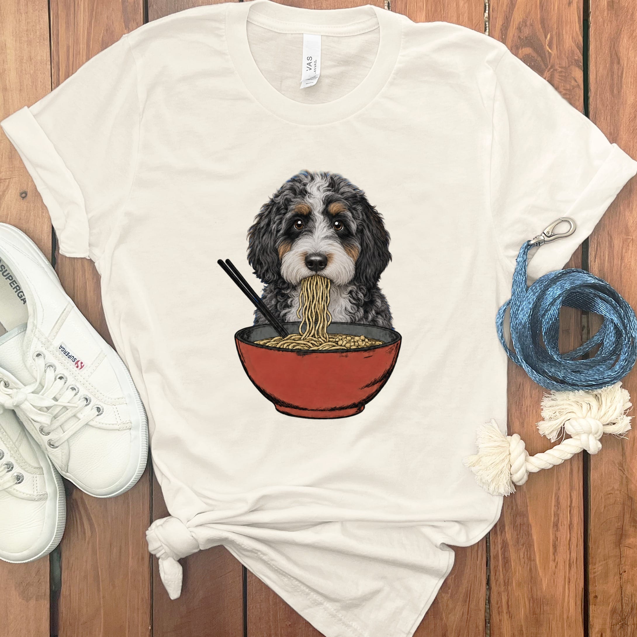 Aussiedoodle Ramen T-Shirt in Natural / S / - by Puppy Jo
