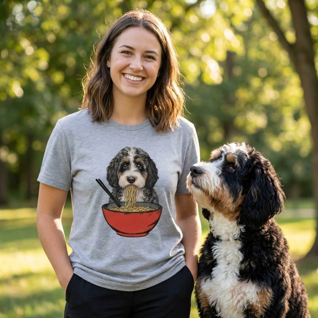 Aussiedoodle Ramen T-Shirt in by Puppy Jo