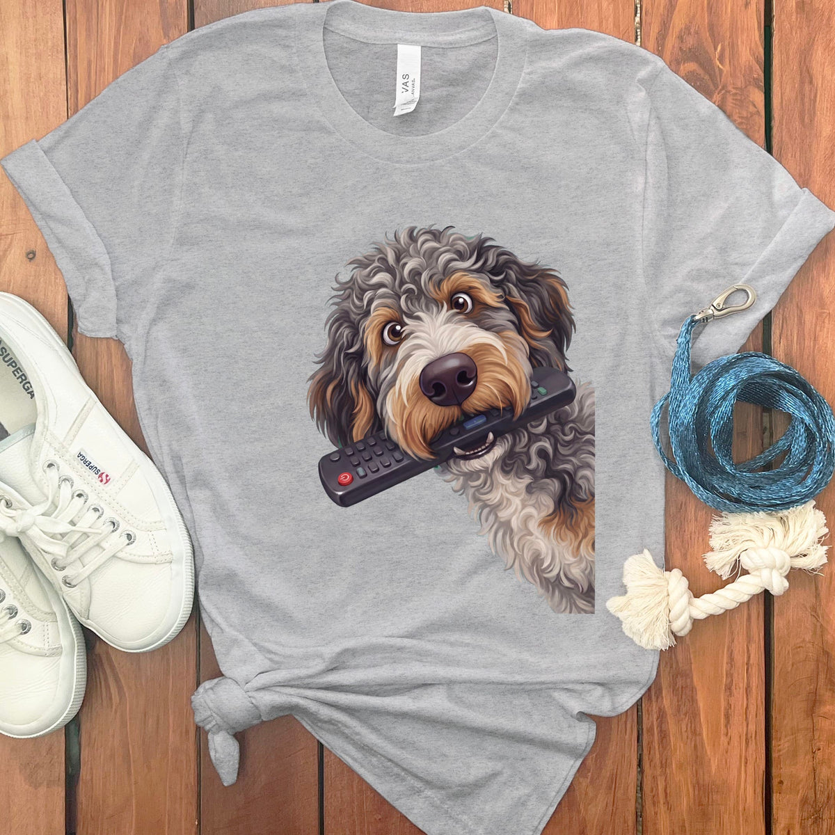 Aussiedoodle Remote T-Shirt in Athletic Heather / S by Puppy Jo