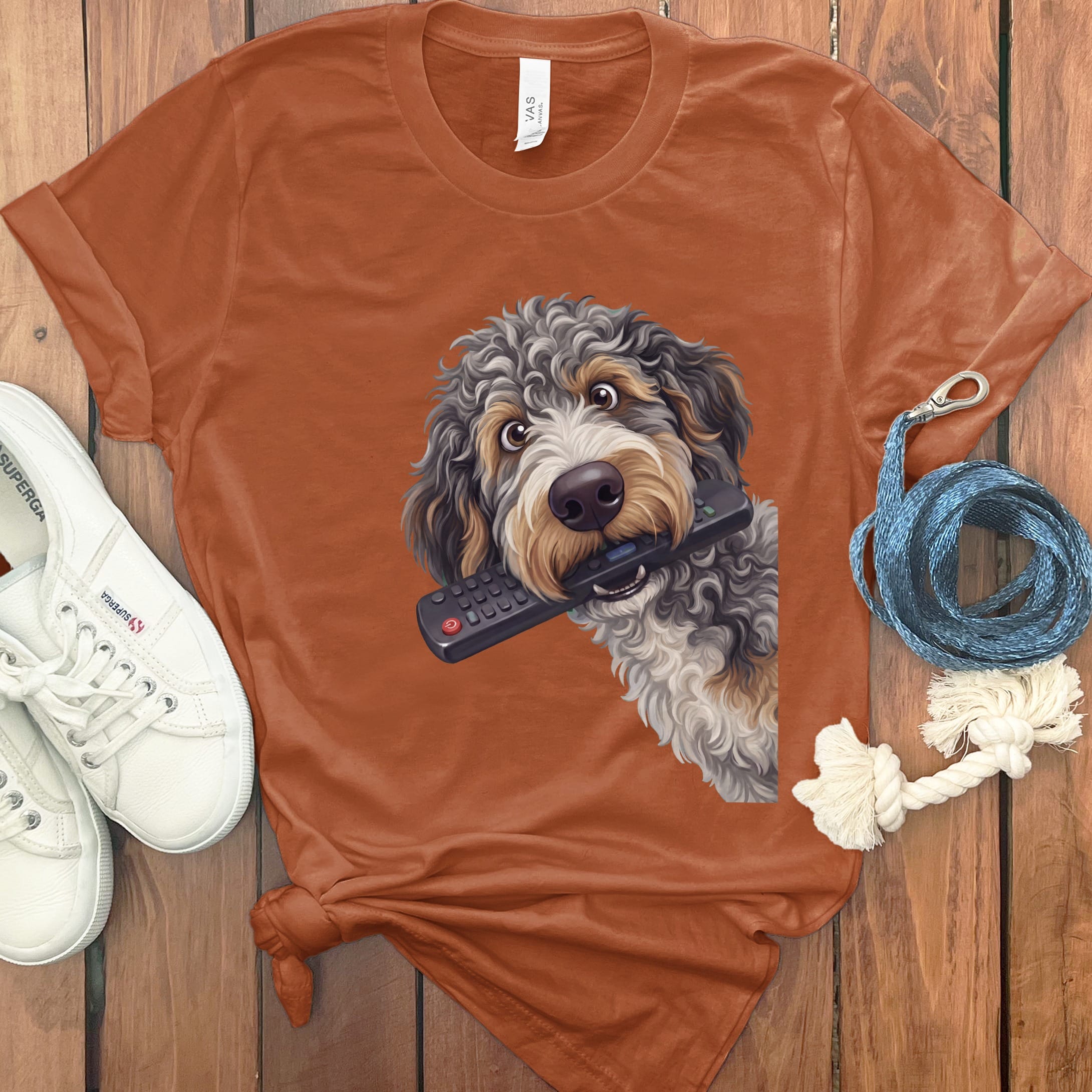 Aussiedoodle Remote T-Shirt in Autumn / S by Puppy Jo