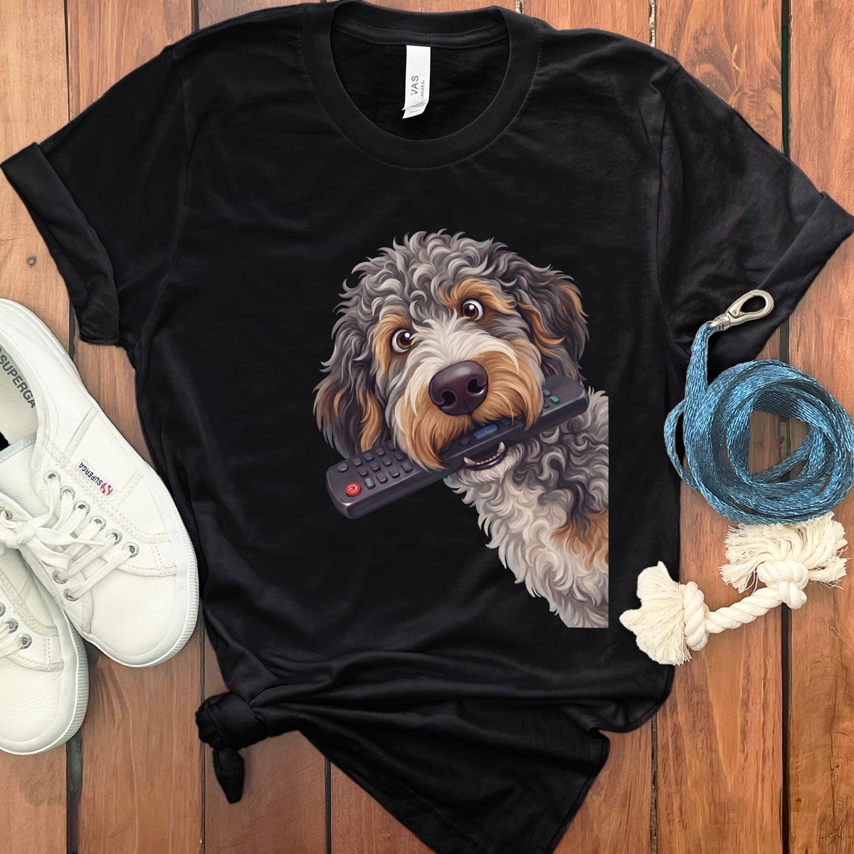 Aussiedoodle Remote T-Shirt in Black / S by Puppy Jo