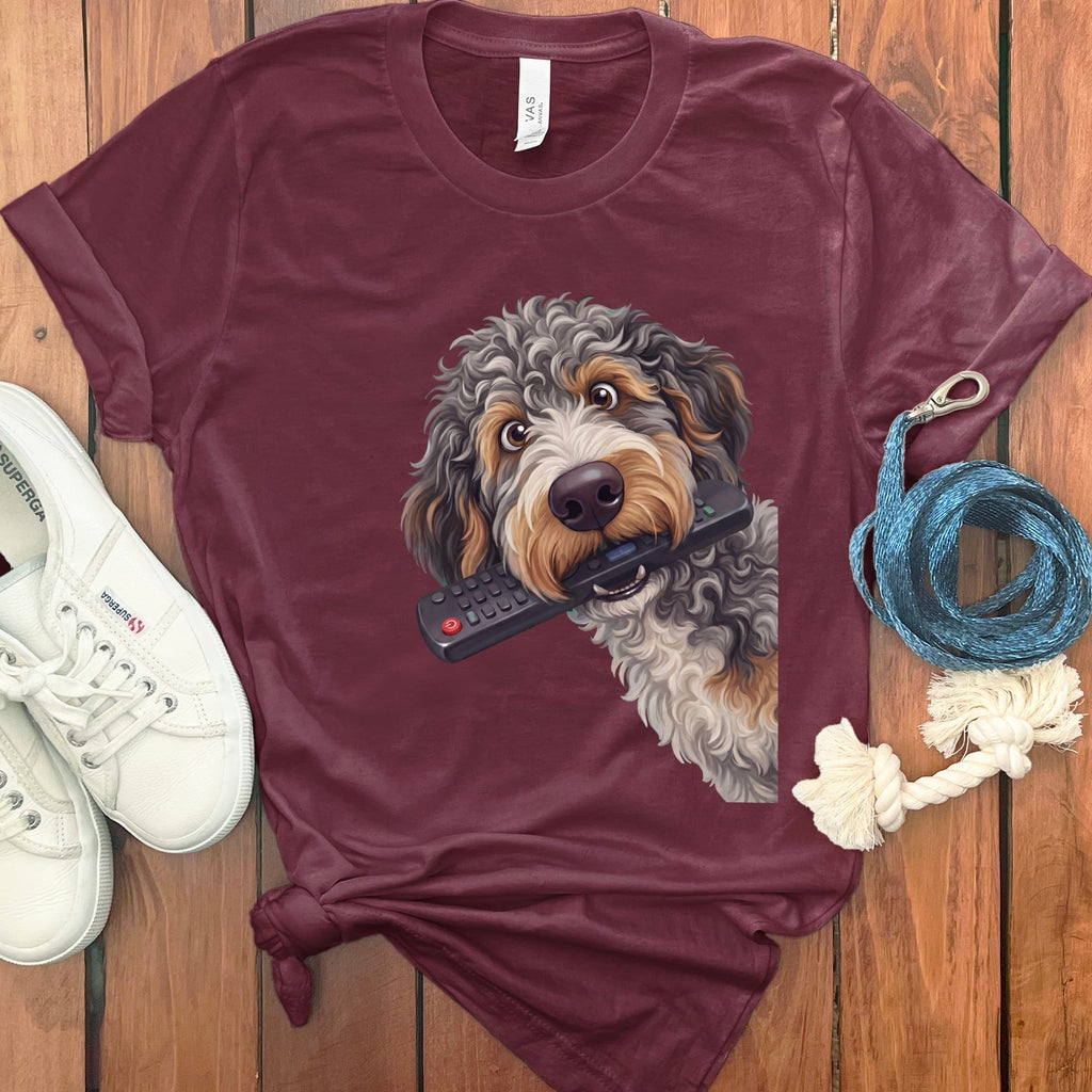 Aussiedoodle Remote T-Shirt in Maroon / S by Puppy Jo