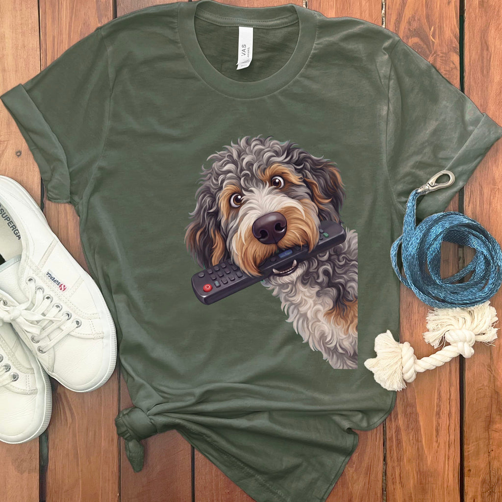 Aussiedoodle Remote T-Shirt in Military Green / S by Puppy Jo