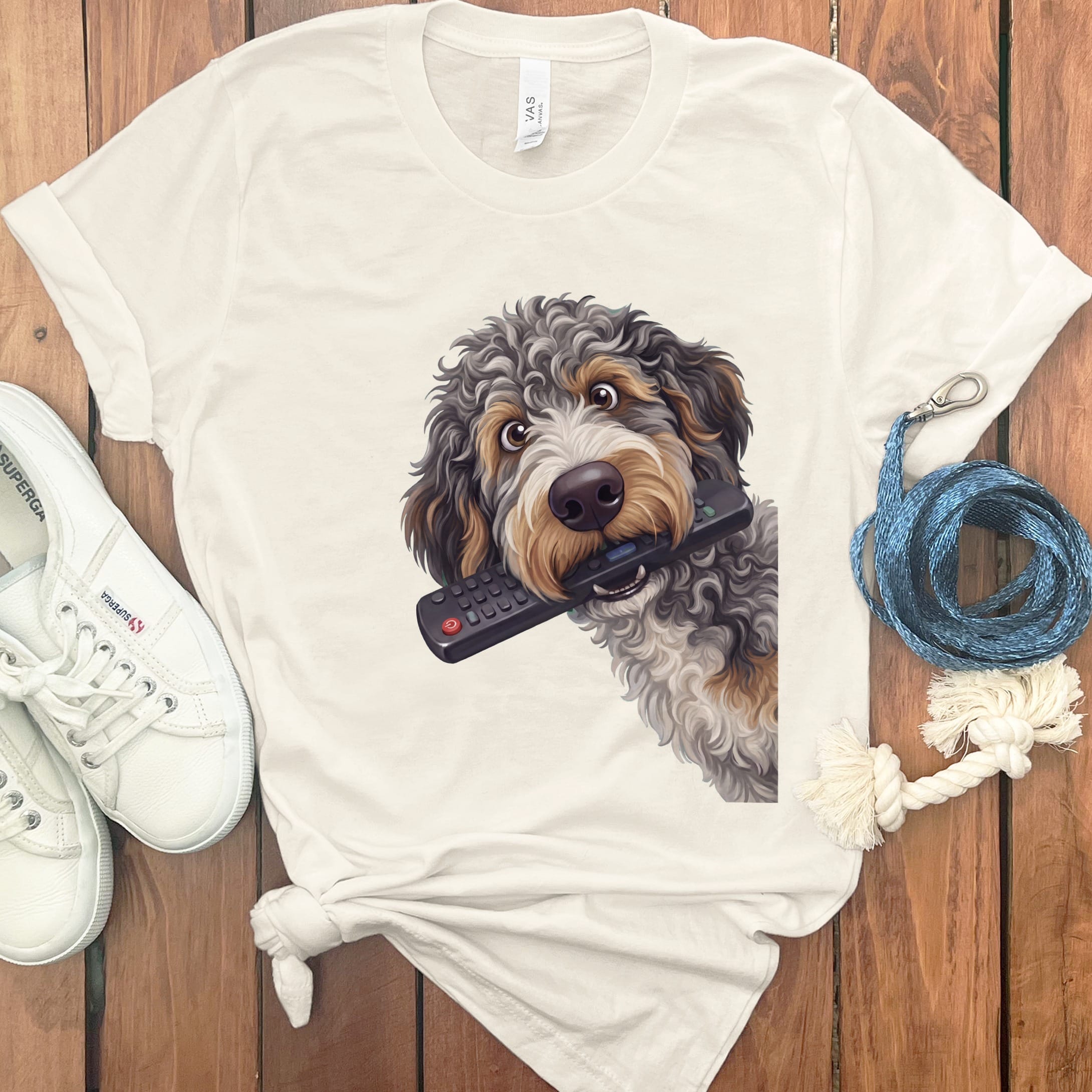 Aussiedoodle Remote T-Shirt in Natural / S by Puppy Jo