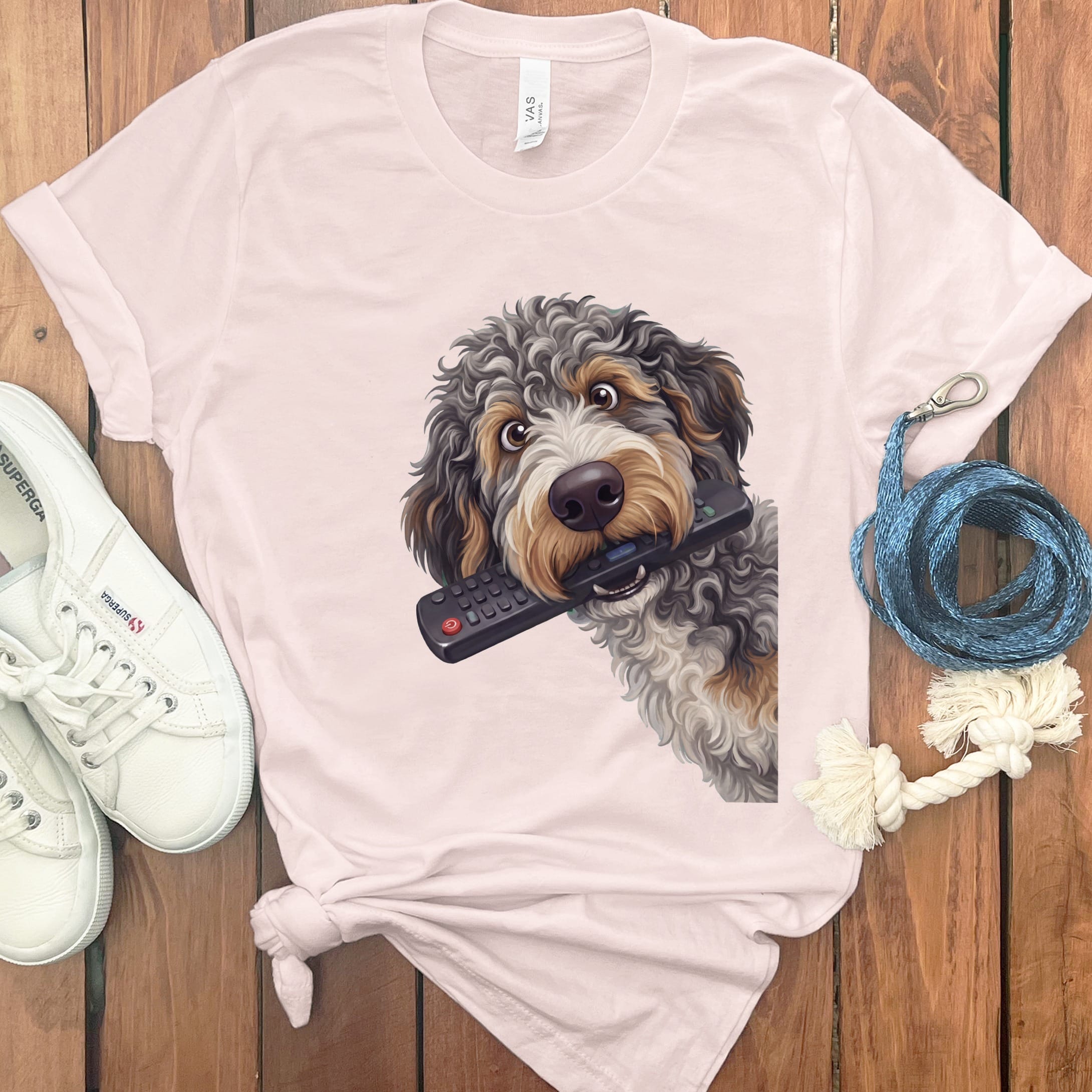 Aussiedoodle Remote T-Shirt in Soft Pink / S by Puppy Jo